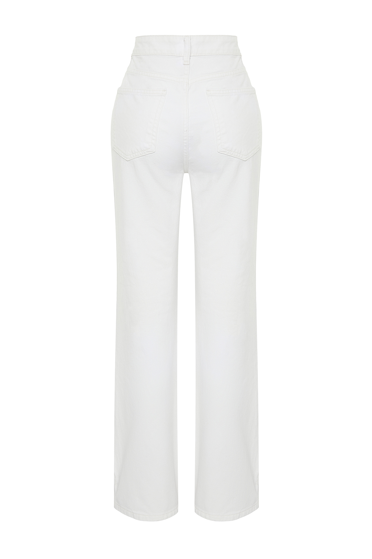 Trendyolmilla  Beyaz Yırtıklı Yüksek Bel Wide Leg Jeans TWOSS24JE00166 - Görsel 8