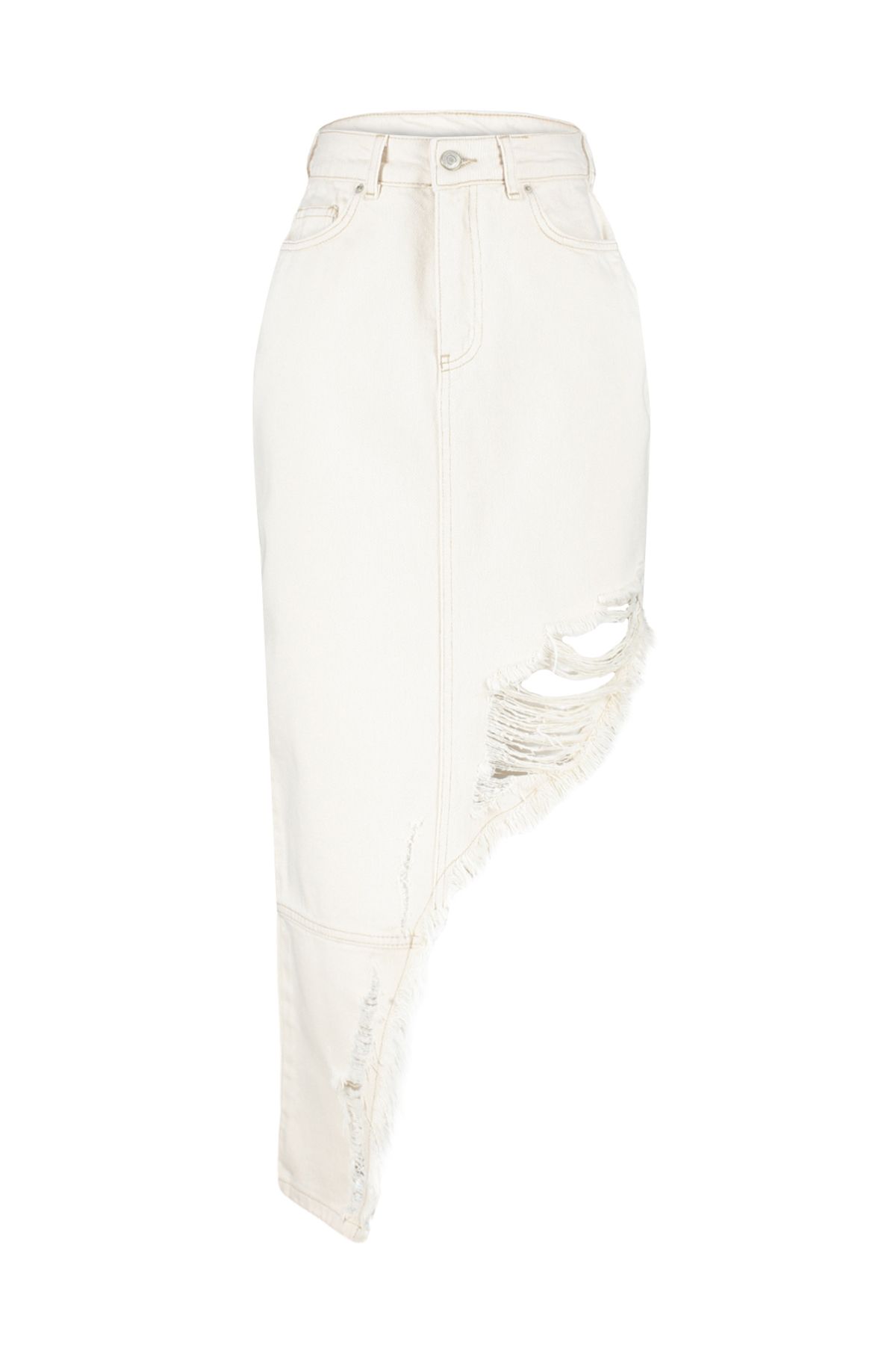 Denim ripped 2025 jeans skirt