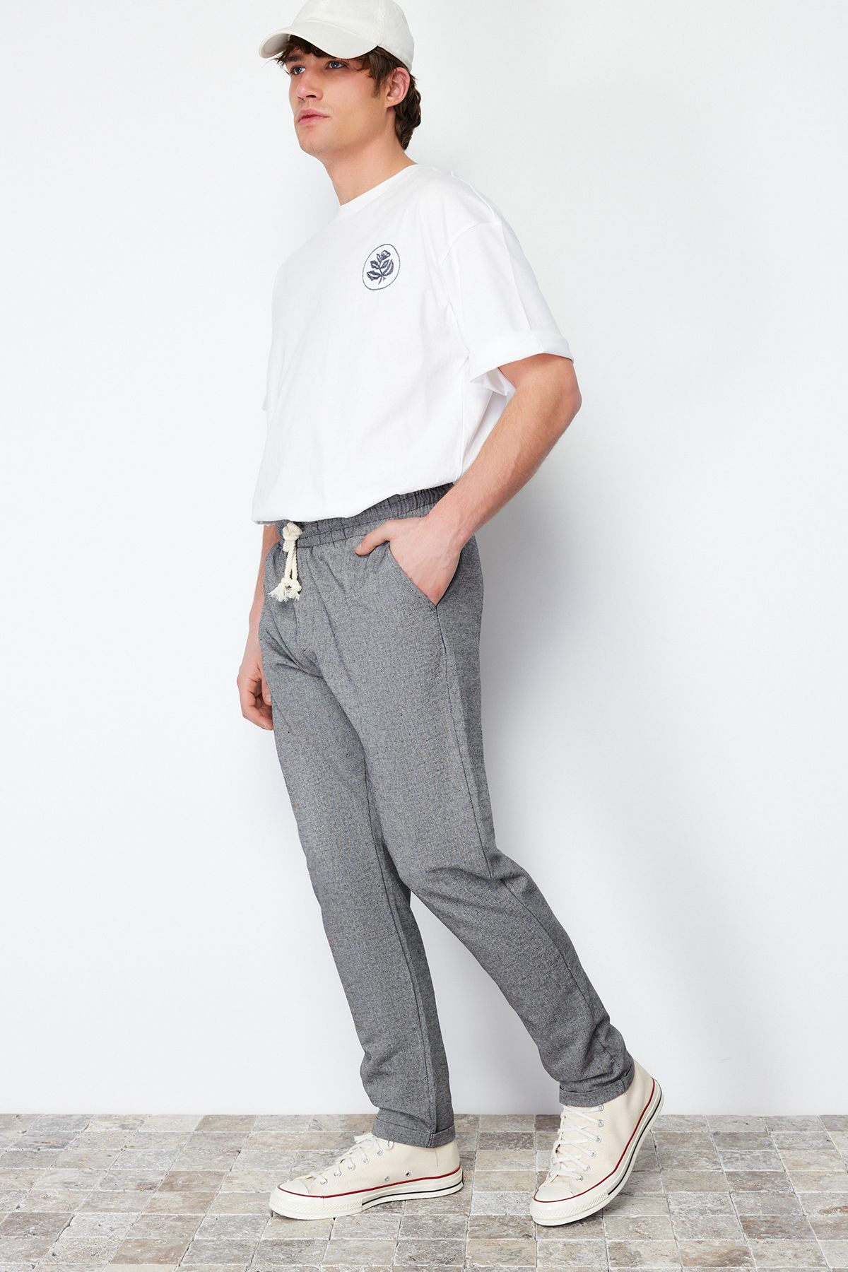 Trendyol Collection-Schwarze Hose mit doppeltem Bein und elastischem Bund, TMNSS22PL0029 4