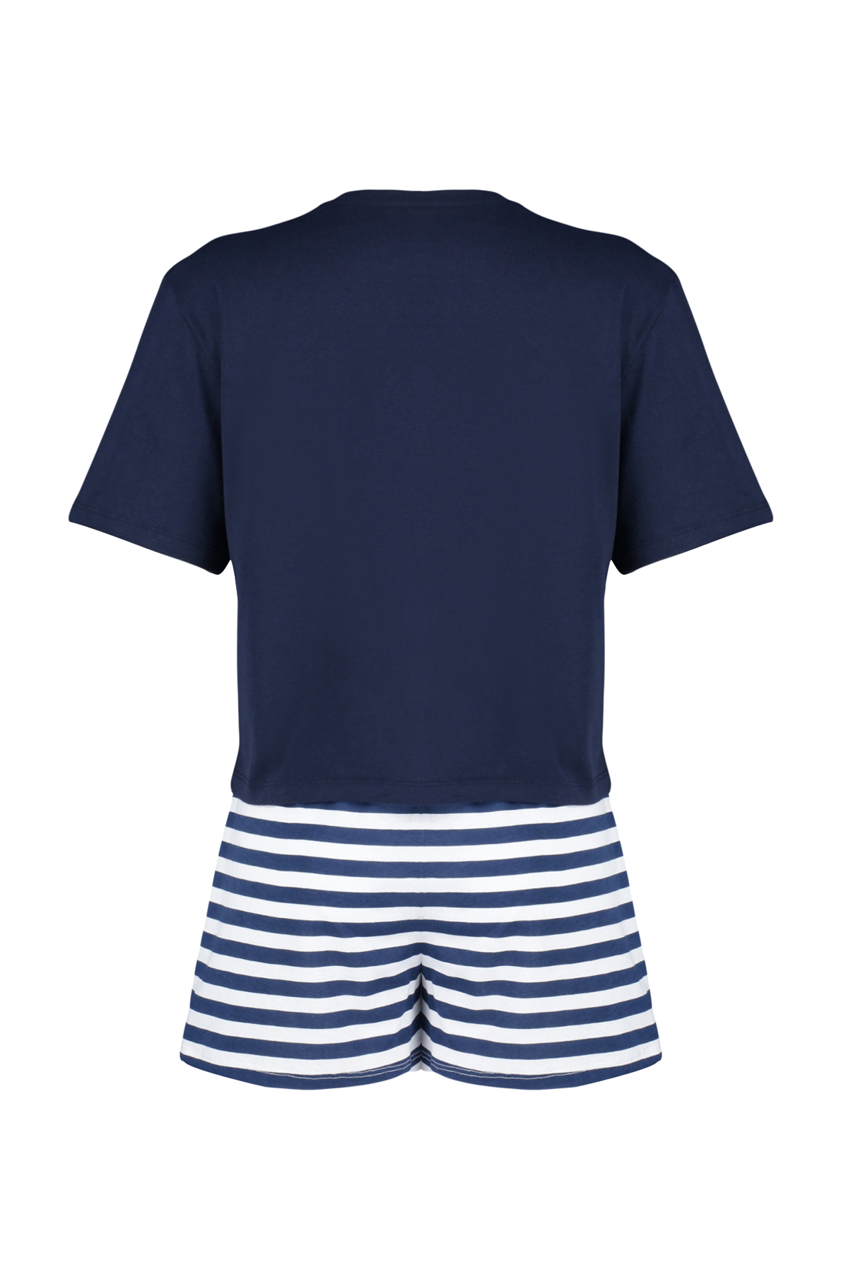 Trendyolmilla  Lacivert %100 Pamuklu Ayıcıklı Şortlu Örme Pijama Takımı THMSS24PT00039 - Görsel 8