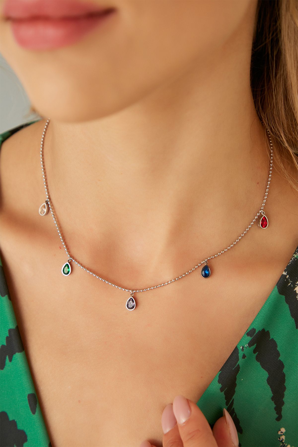 Zircon choker online necklace
