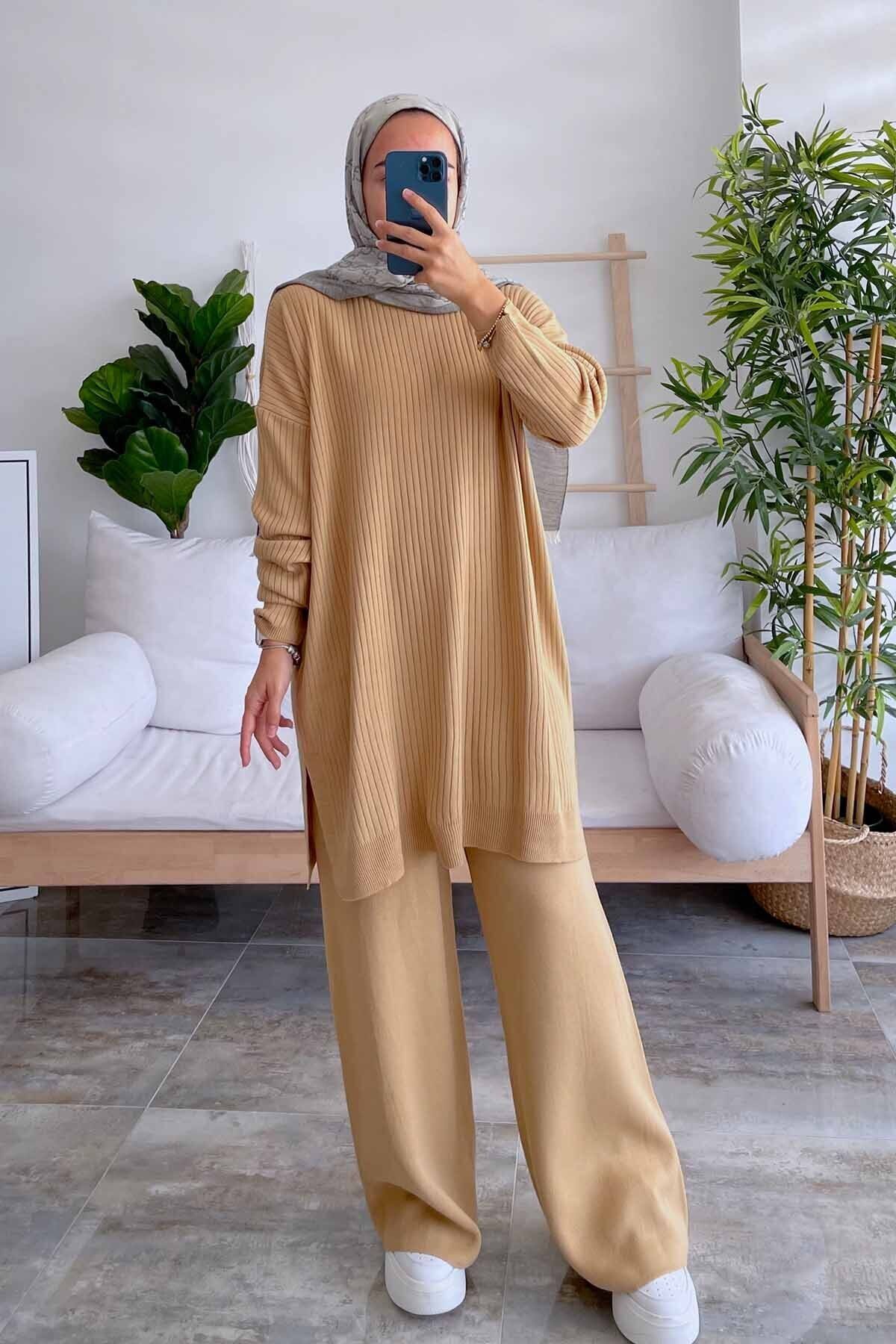 Ka Hijab Anje Комплект трикотажного хиджаба - Camel KH-1011