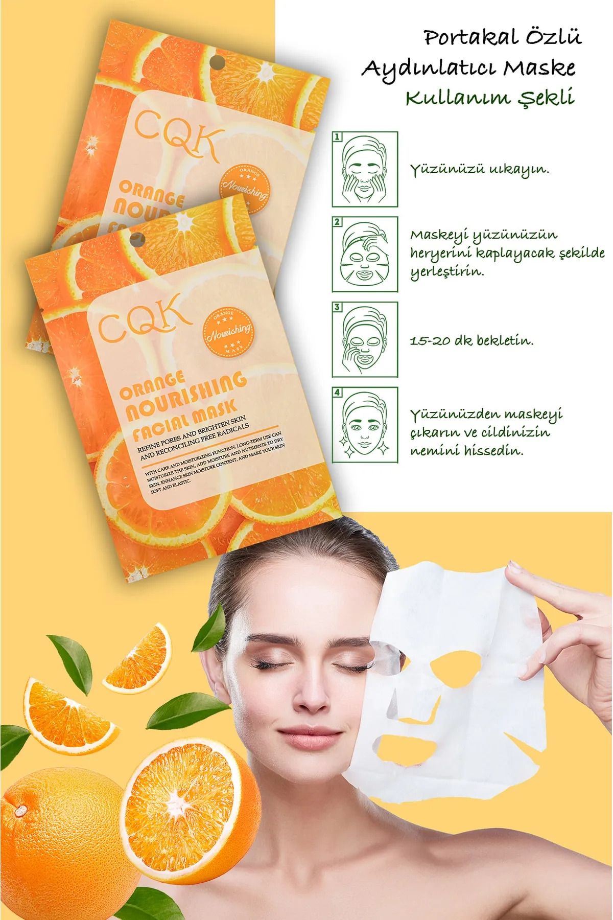 QNİAY-Orange Extract Orange Vitamin C 30 ml 1 piece Pore Repair Facial Mask Home Care Mask 4