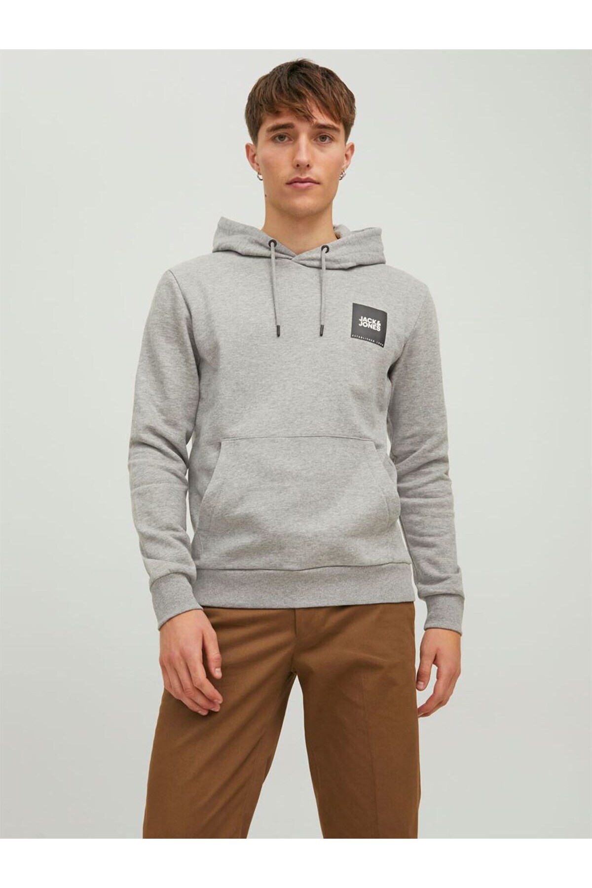 سویشرت مردانه خاکستری جک اند جونز | 12213245 Gri اورجینال - تصویر 3