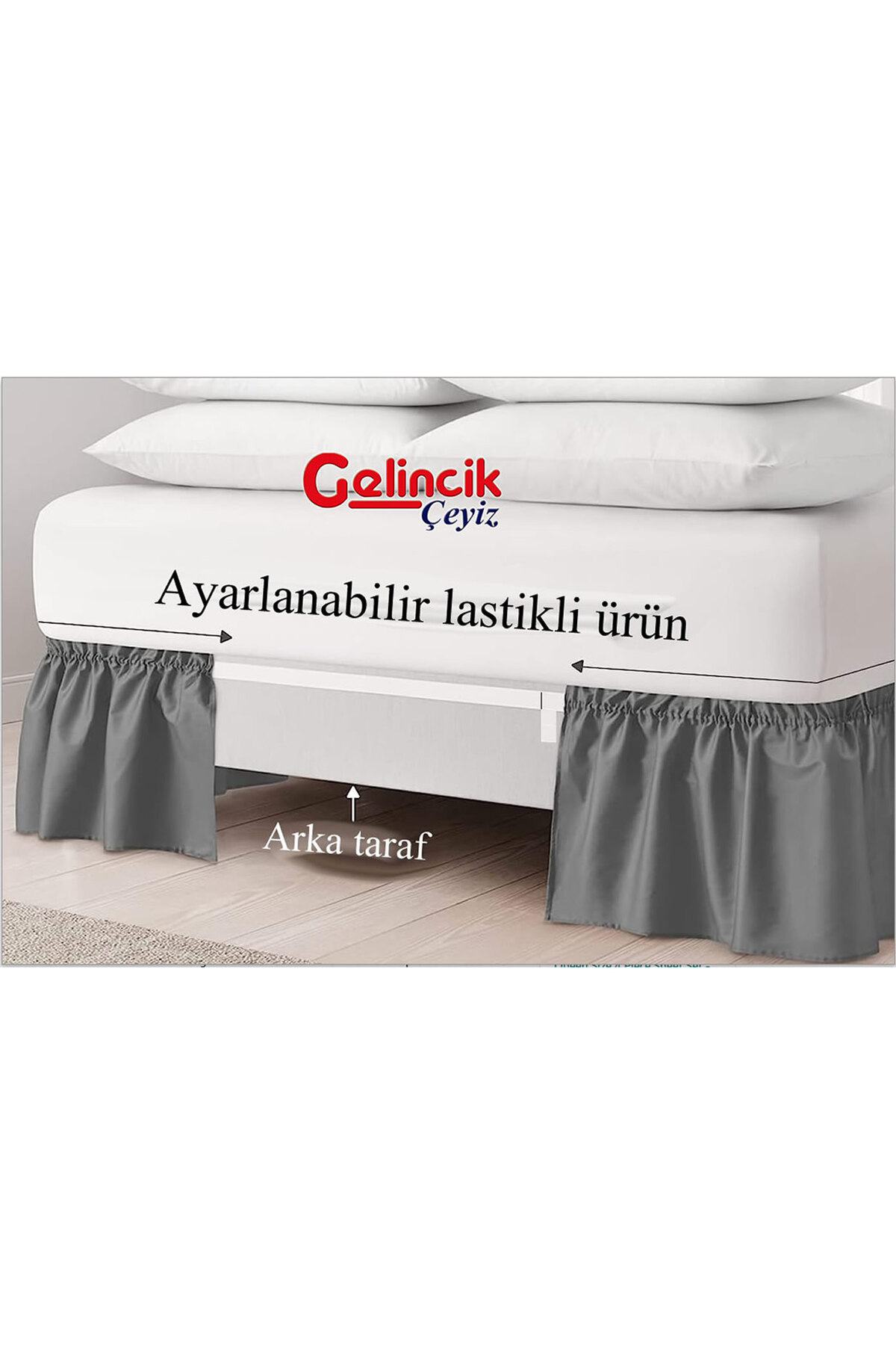 Gelincik Çeyiz Baza Fırfırı, Baza Eteği, Xxl 200 X 200 Yatak Için, 42x900cm.