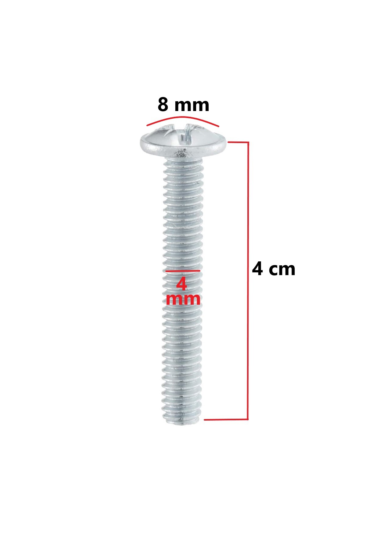 ŞENEL Yapı Market Mobilya Çekmece Kulp Vidası Metrik Vida 4x40 mm 20 Adet