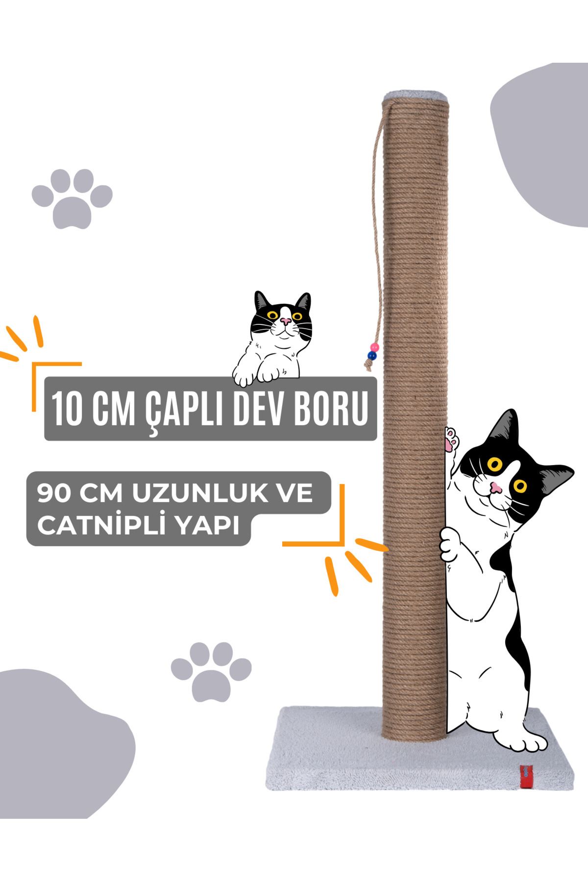 PUGALO-90cm Thick Pipe Giant Scratching Board with Catnip Gray 2