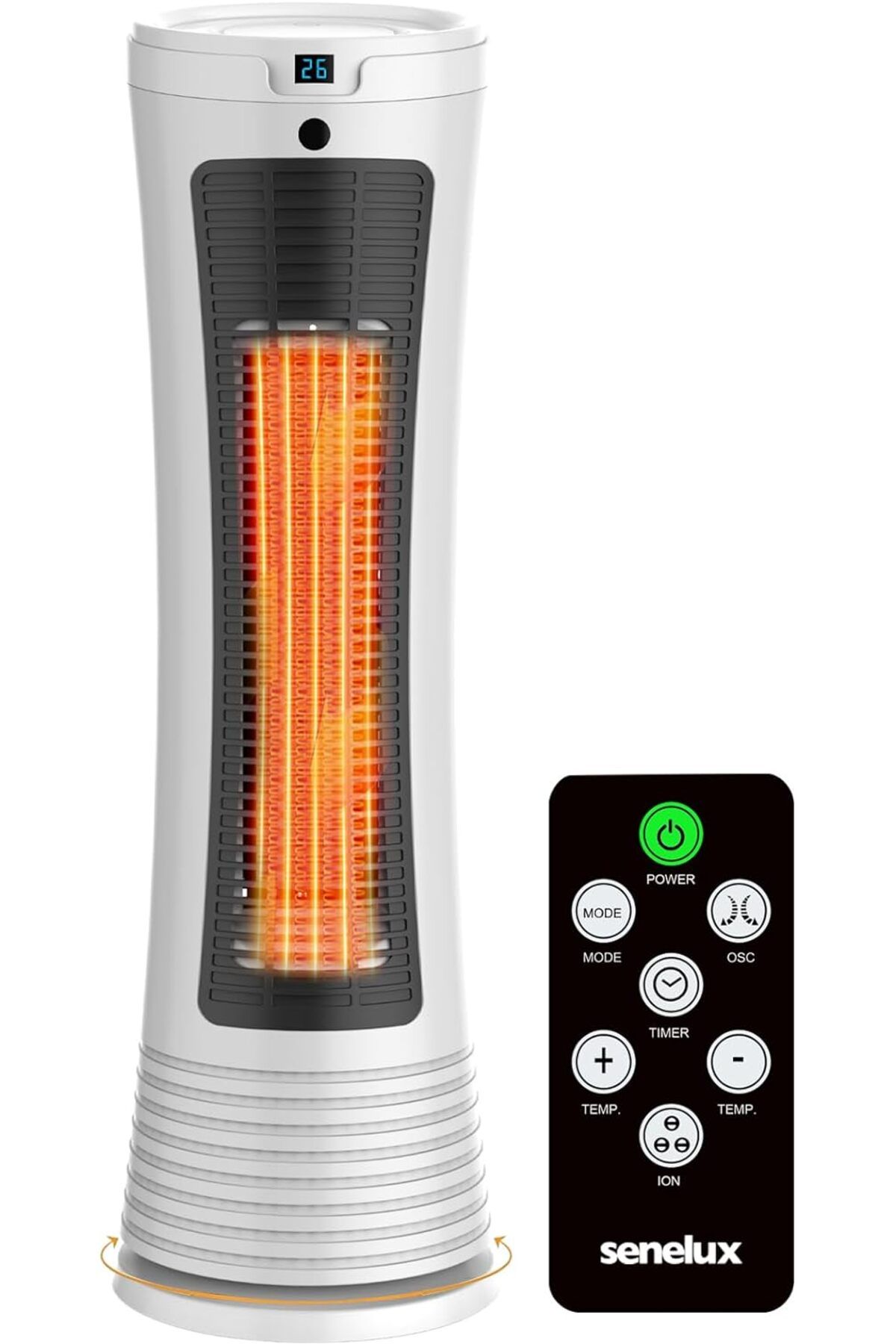 Senelux 2000W Tower Alan Isıtıcı 3 Isıtma Modu, Uzaktan Kumandalı, 90° Salınımlı Ev, Ofis, Yatak Odası İçin