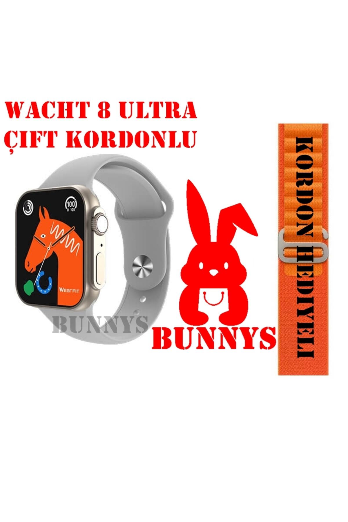 RABB T STORE Ak ll Saat Wacht 8 Ultra Apple iPhone XR Uyumlu KORDON HED YEL Konu ma Ozellikli Giyilebilir Teknoloji