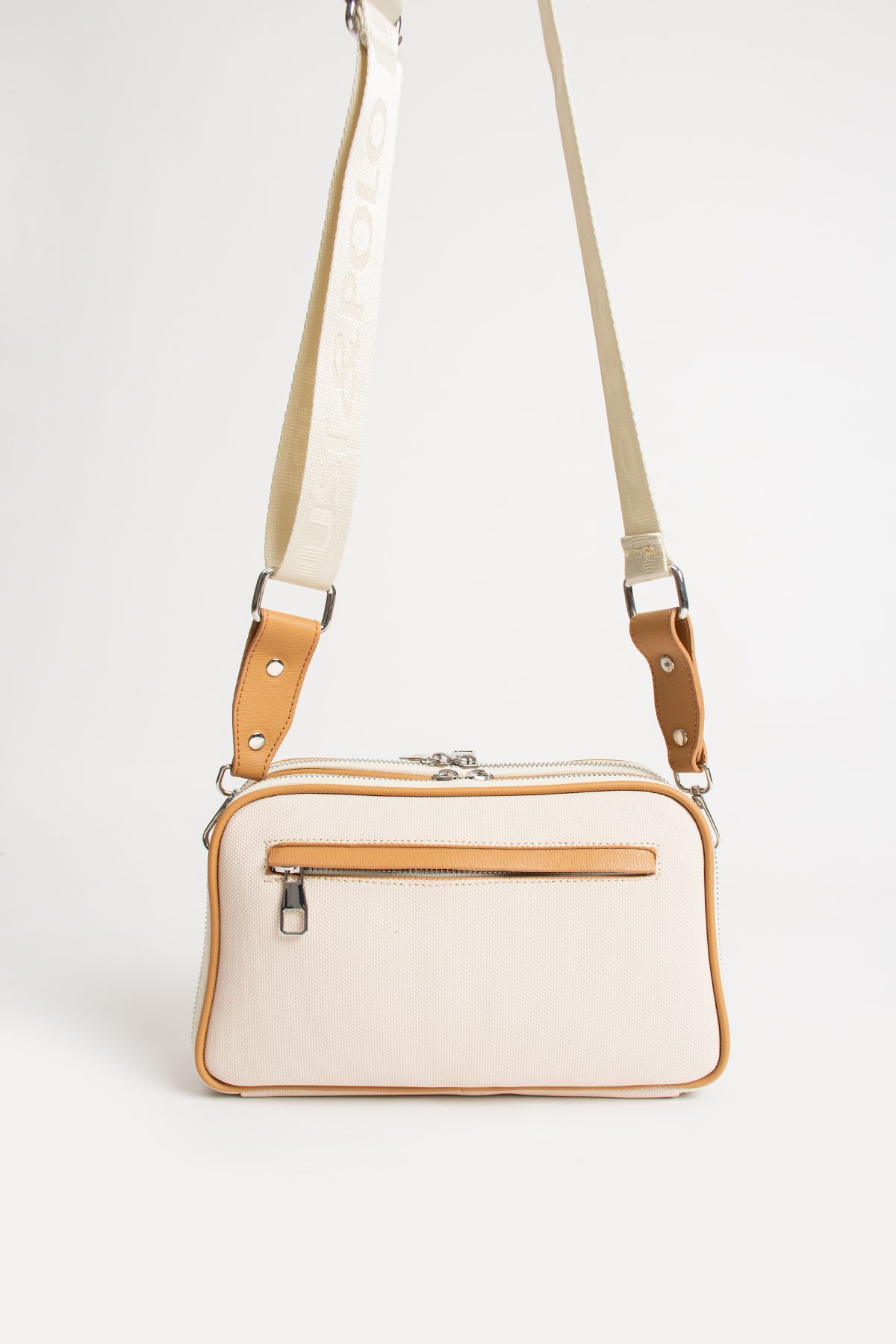 Just Polo Omuz ve Çapraz Askılı Çanta - Krem/Taba