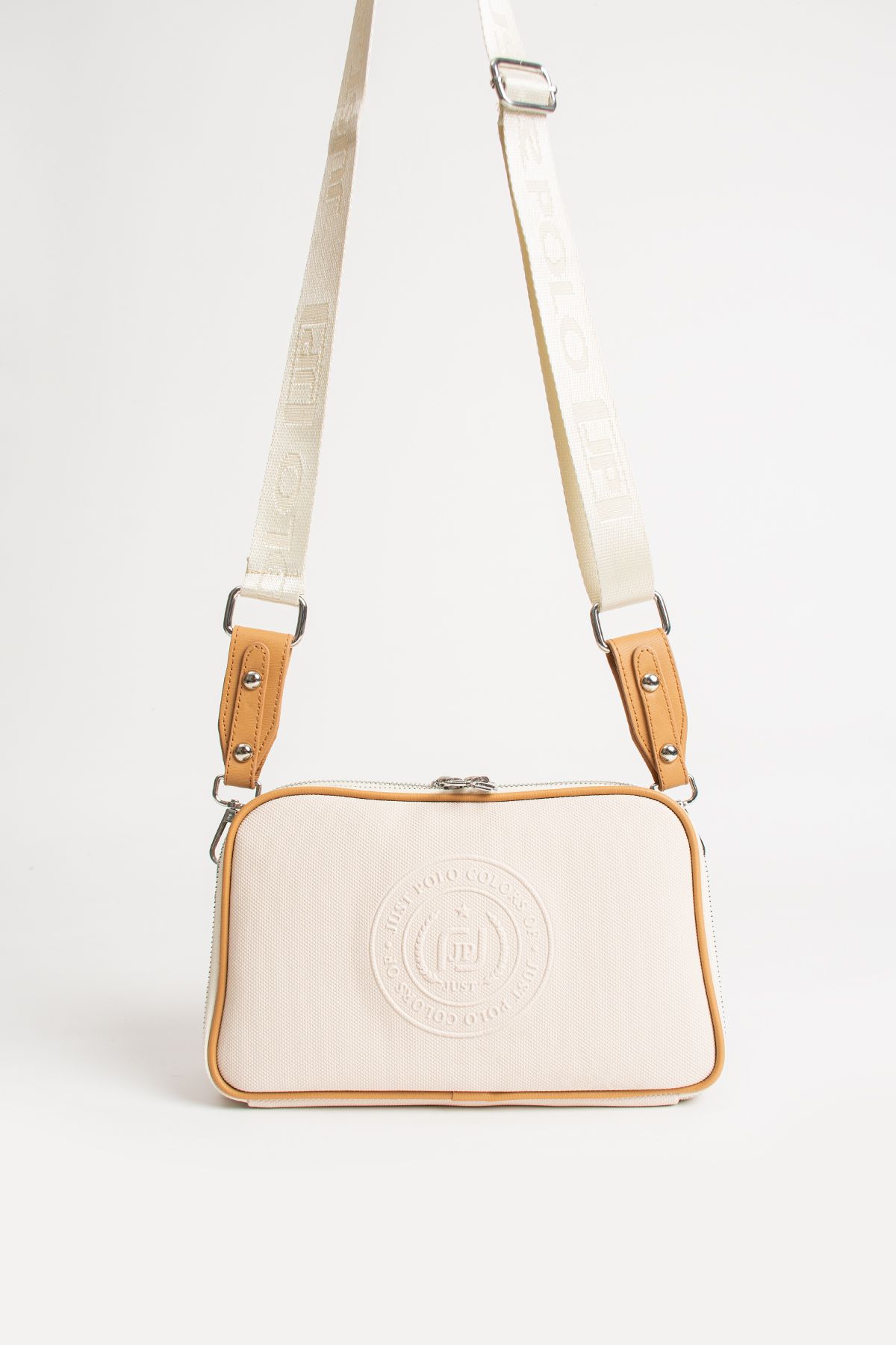 Just Polo Omuz ve Çapraz Askılı Çanta - Krem/Taba