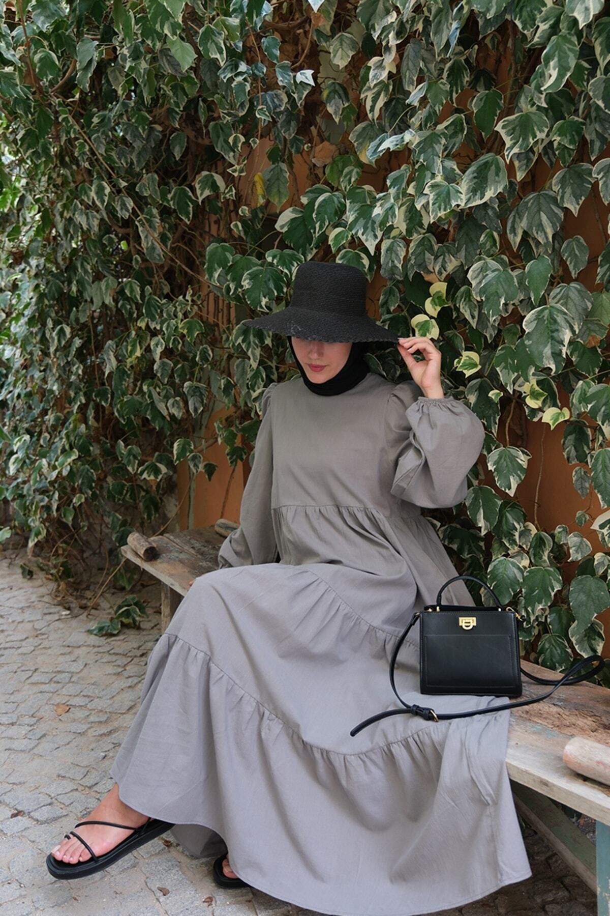 Ceylan Otantik-Γκρι Φόρεμα από οργανικό λινό στρώματος 4