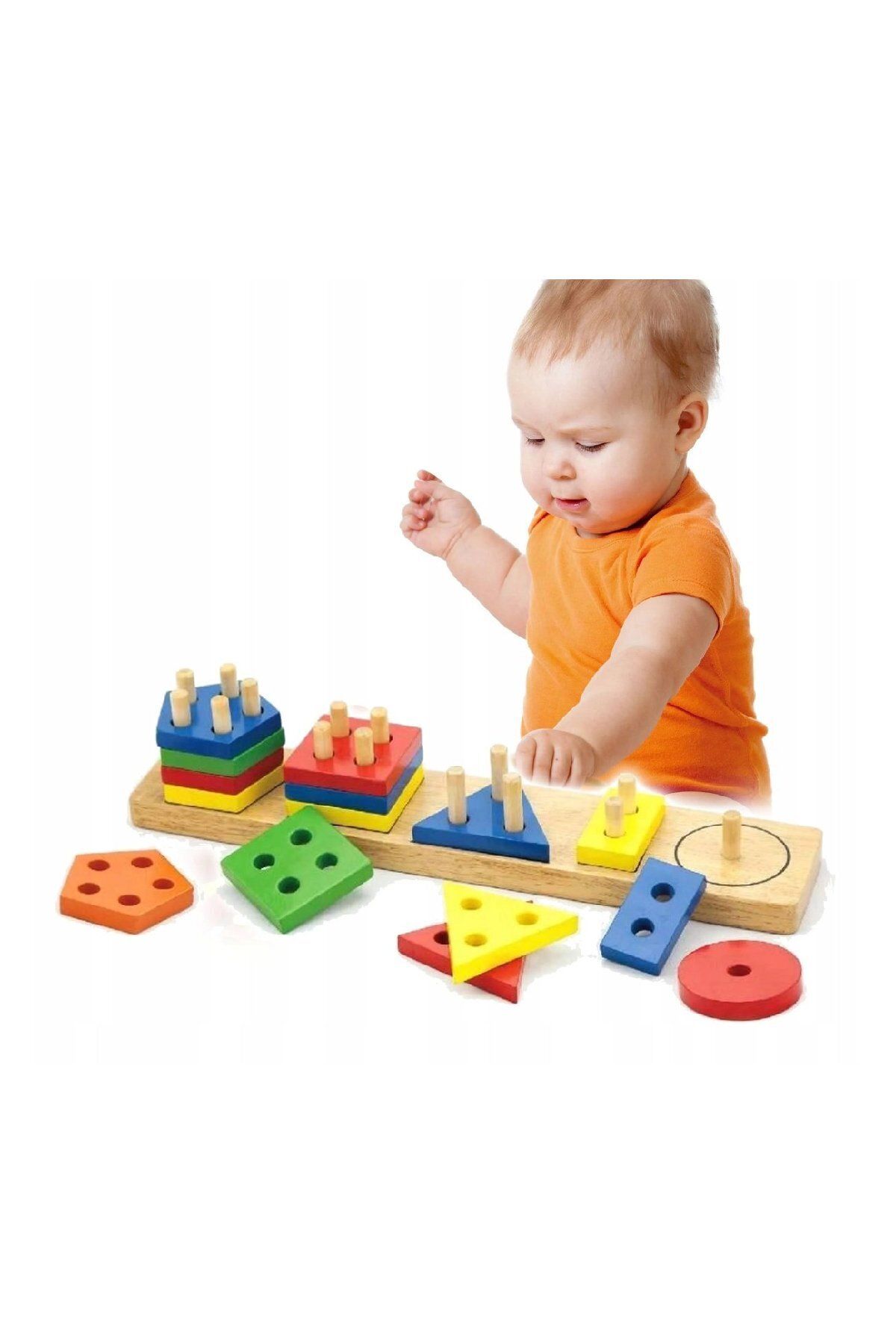 TAN EXPRESS-Woodoy Wooden Quintuple Geometric Shapes Interlocking Educational Game Kr 007 2