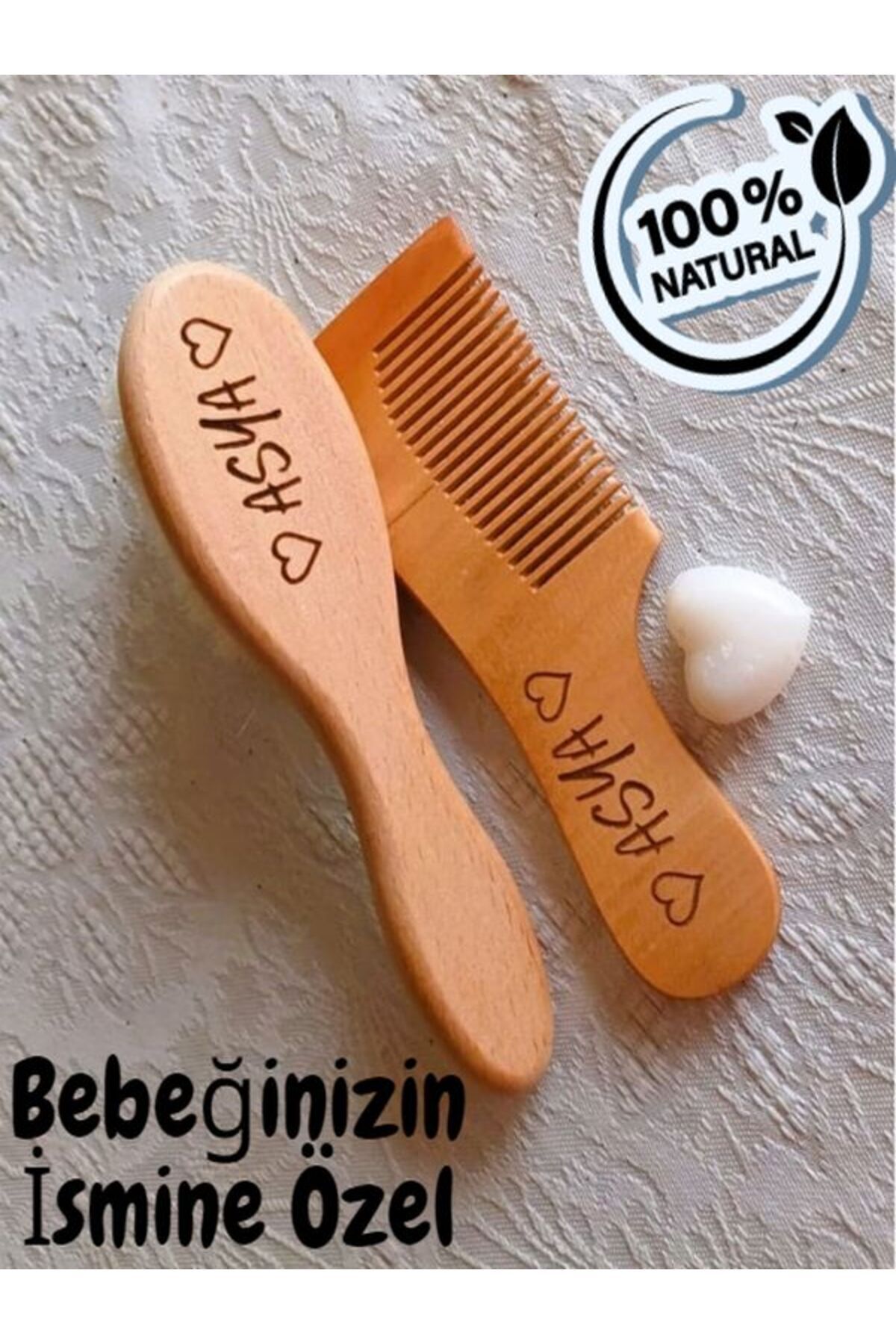 100% Real Goat Hair Naturally Soft Baby Hair Brush and Natural Wooden Comb Set