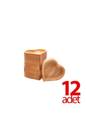 BİLWOOD Ahşap Mini Kalp 12li Kahve Yanı Sunumluk, Lokumluk, Şekerlik