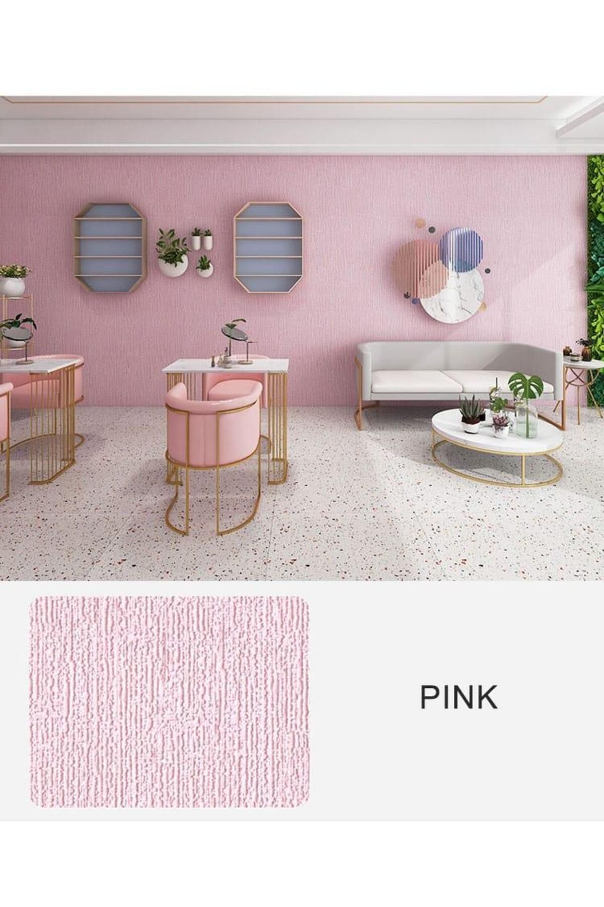 50x280cm Pembe Kendinden Yapışkanlı Isı Ve Ses Yalıtımını Destekler Boyanabilir Duvar Paneli Kağıdı