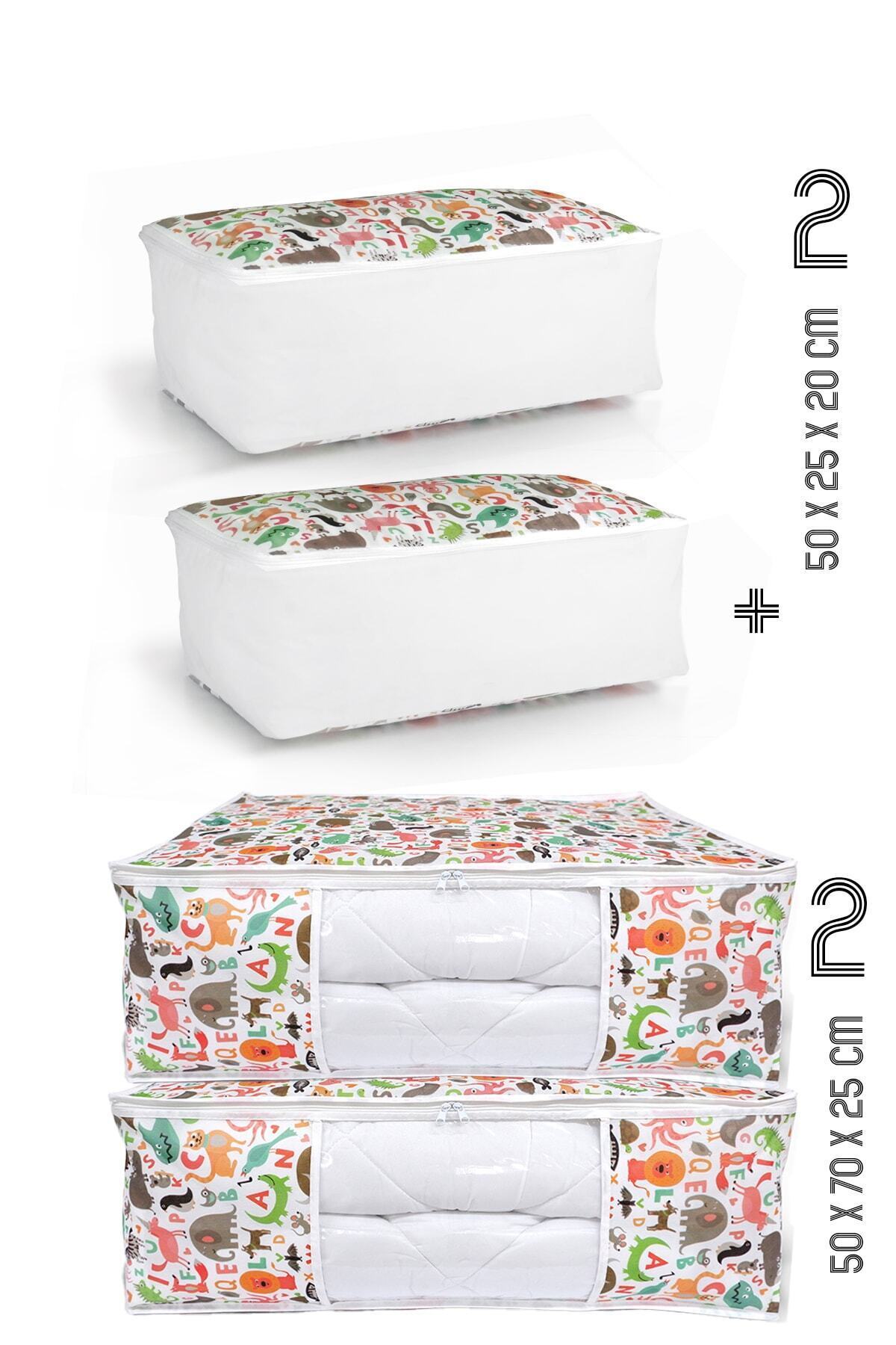4-Piece Set 50x70x25 - 50x25x20 Animal Printed Cabinet Interior and Base Bottom Hatch