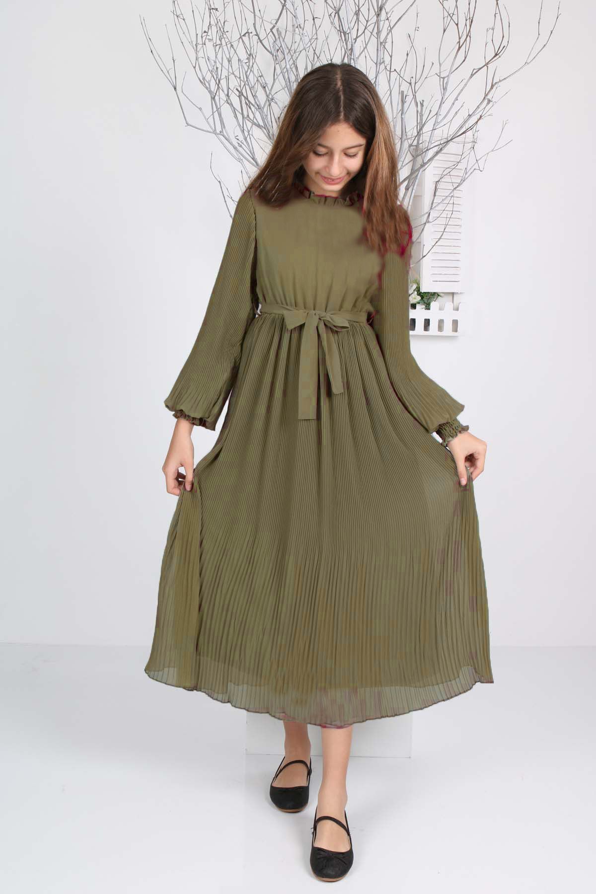 Khaki cheap chiffon dress