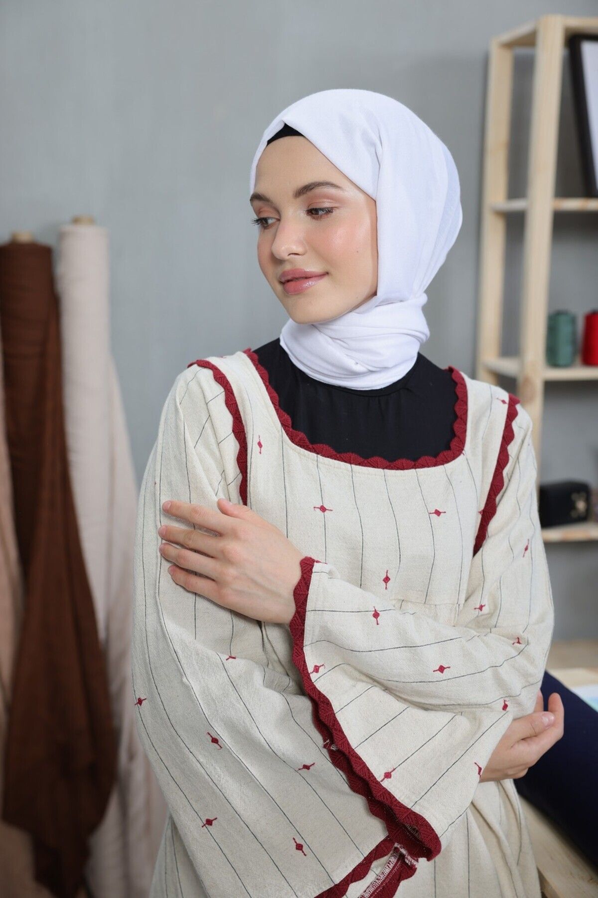 Modakaşmir-Cozy Cotton Series Shawl White 2