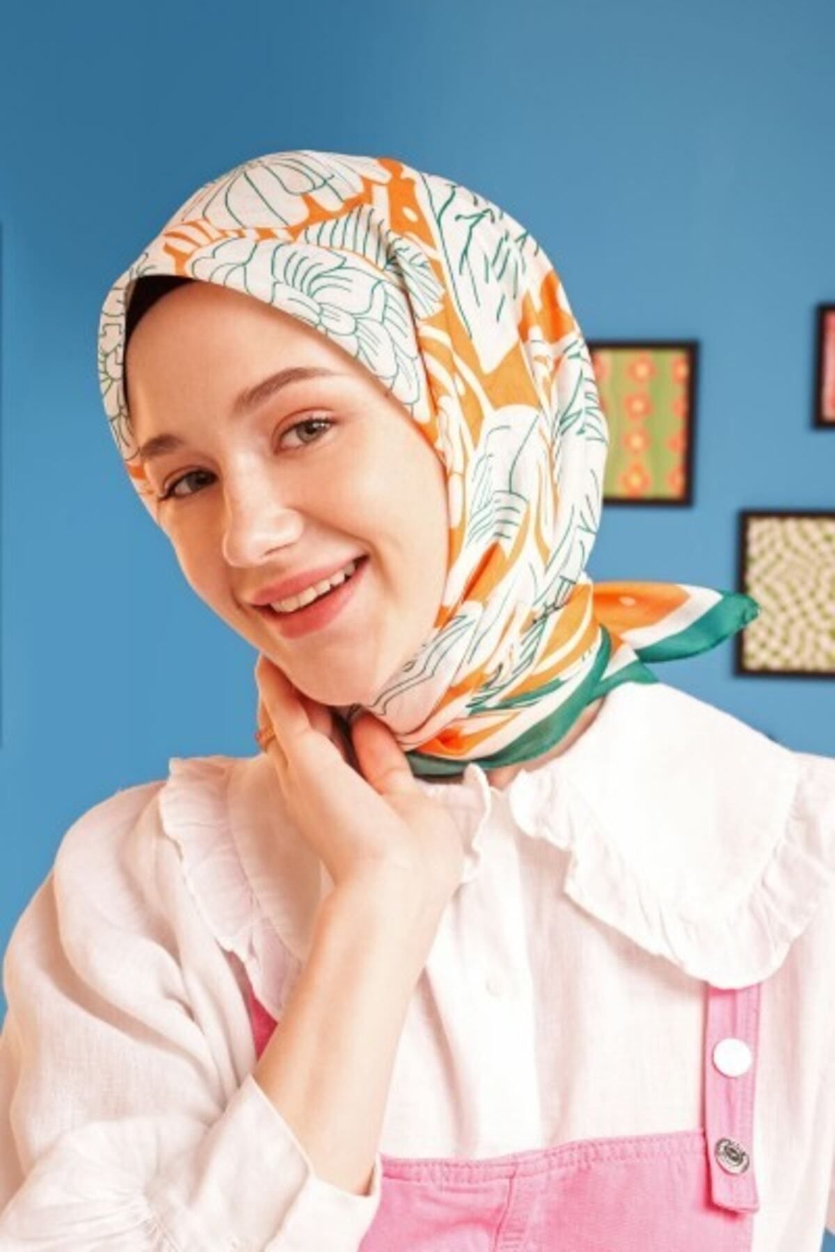 Green summer scarf on sale