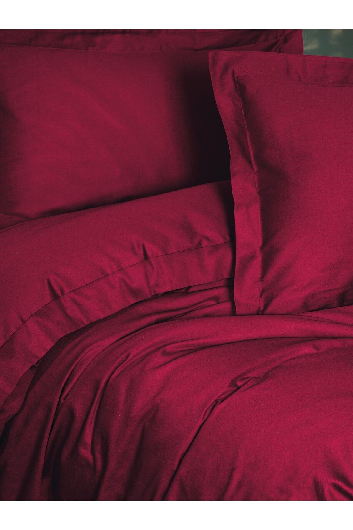 Cotton Box-Elegant Satin Single Duvet Cover Set Claret Red 2