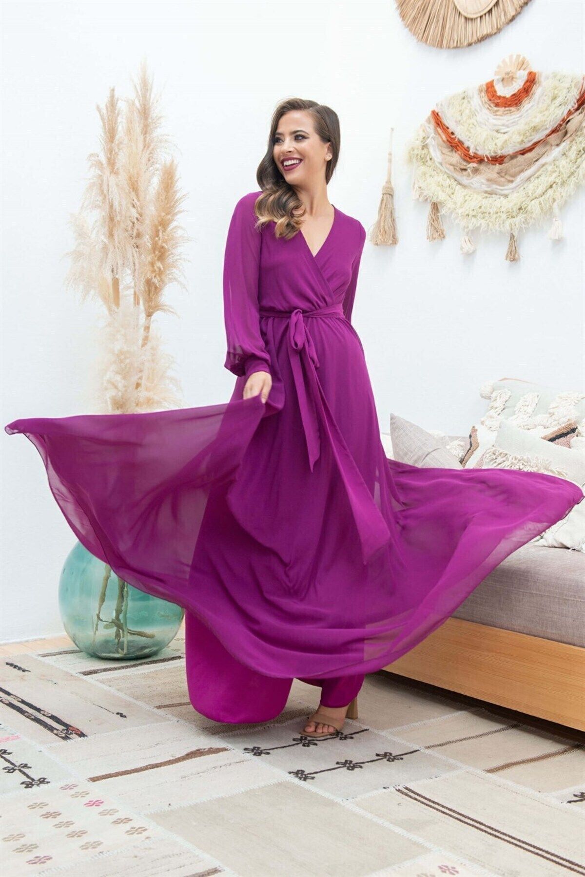 Fuchsia shop chiffon dress