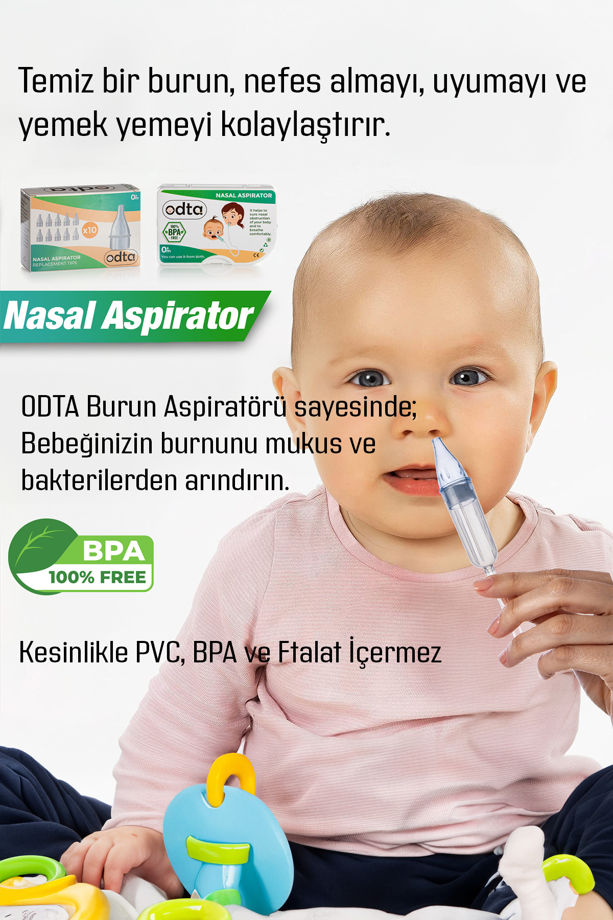 ODTA Tüm Markalarla Uyumlu Bebek Burun Aspiratörü 60 Adet Yedek Ucu | Nazal Aspiratör Ucu fotoğrafı 2 (önizleme)