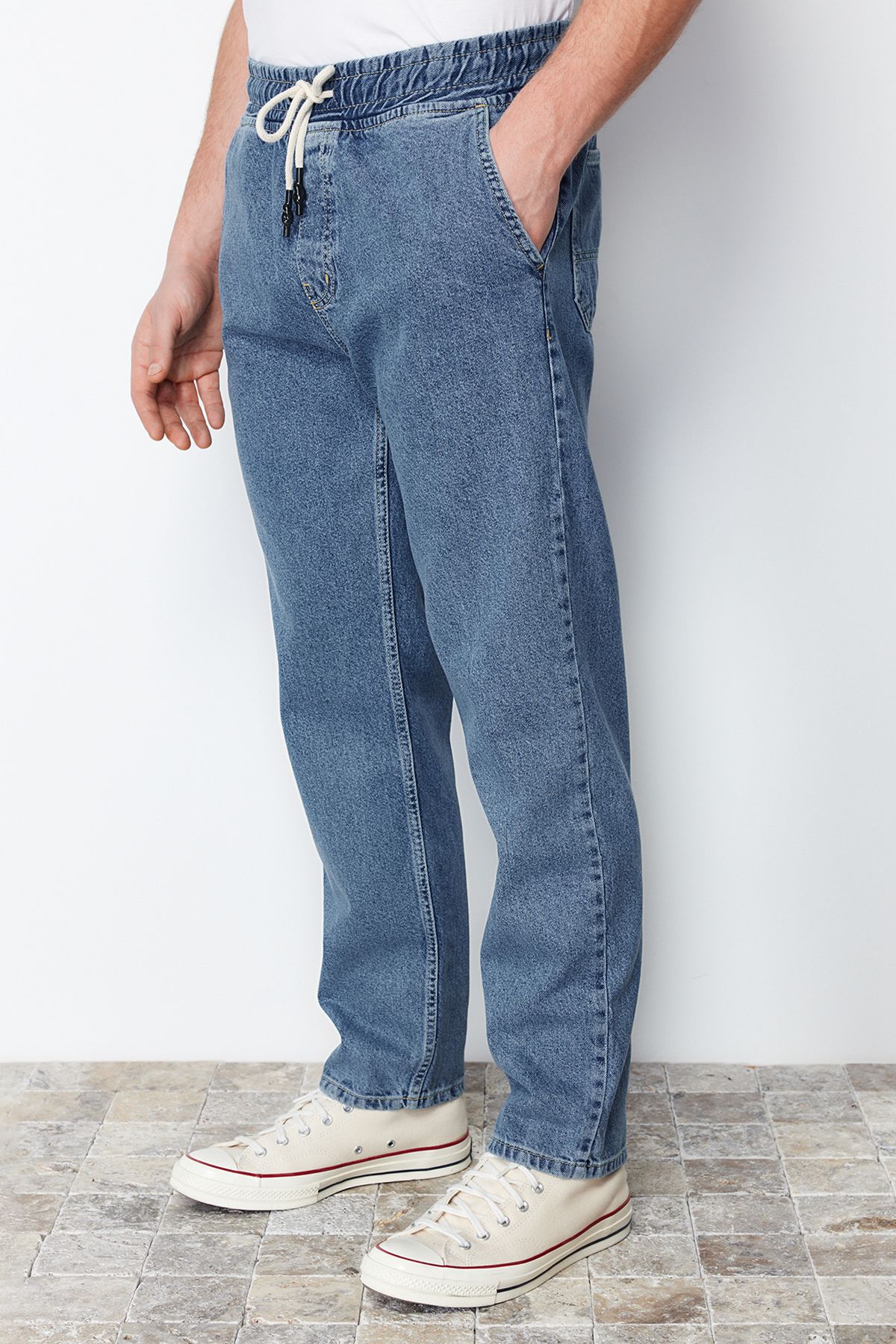 Trendyol Collection-Light Blue Wide Fit - 100% Cotton Regular Fit Loose Jeans Tmnaw24Je00025 5