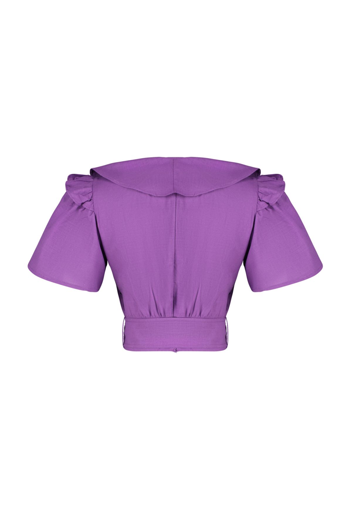 Trendyol Collection-Lila fodros és nyakkendős részletes szőtt blúz TWOSS20BZ0351 8