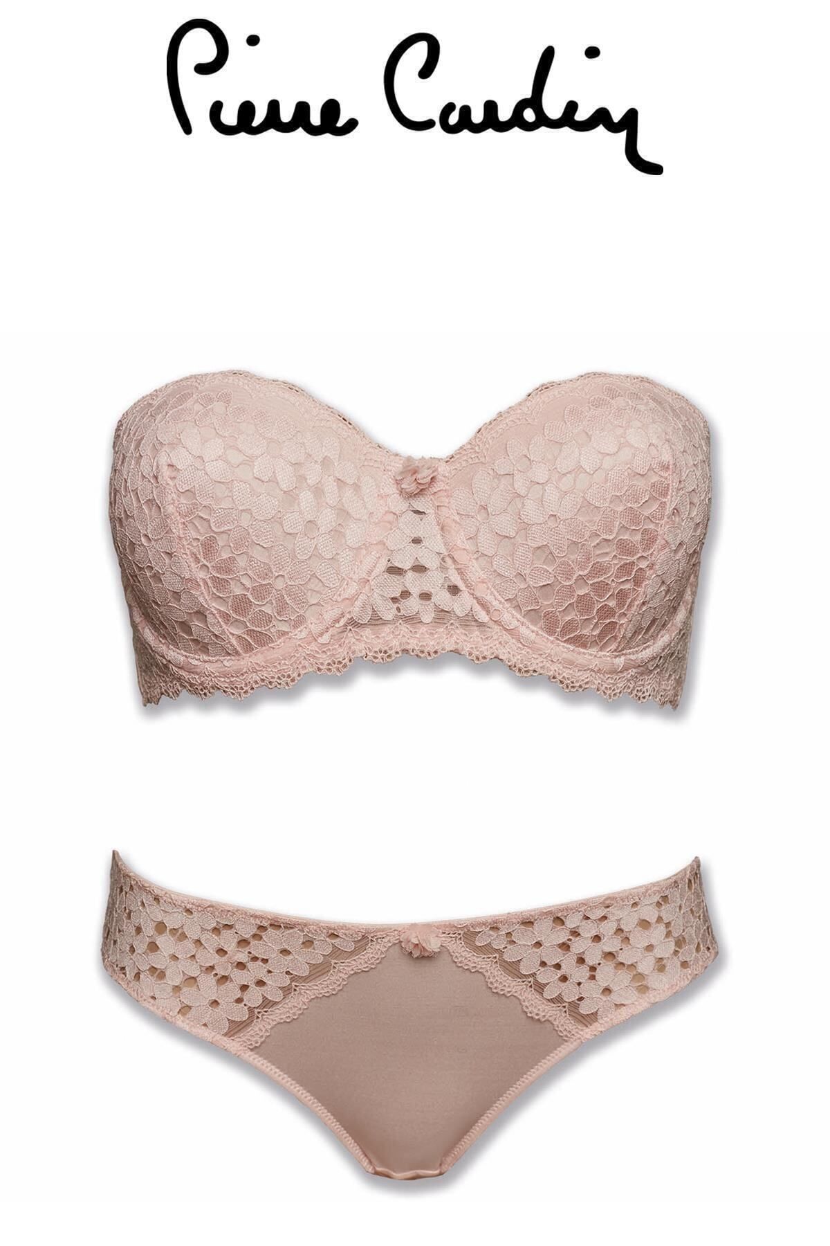 Pierre Cardin-Women's Ecru 4581 Pansy Underwire Padded Strapless Bra Set 5