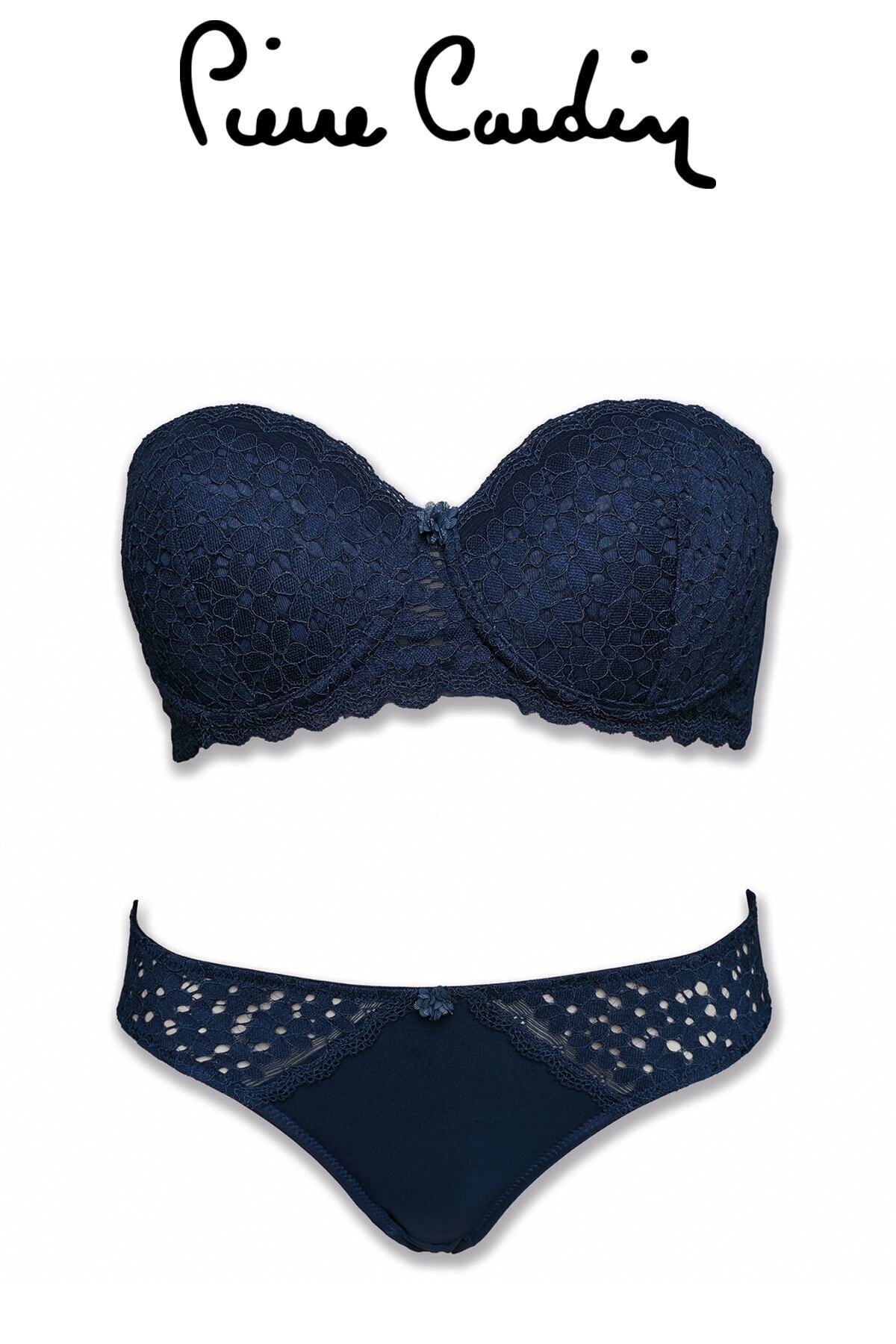 Pierre Cardin-Set sutien căptușit fără bretele pentru femei, albastru marin 4581 Pansy 1