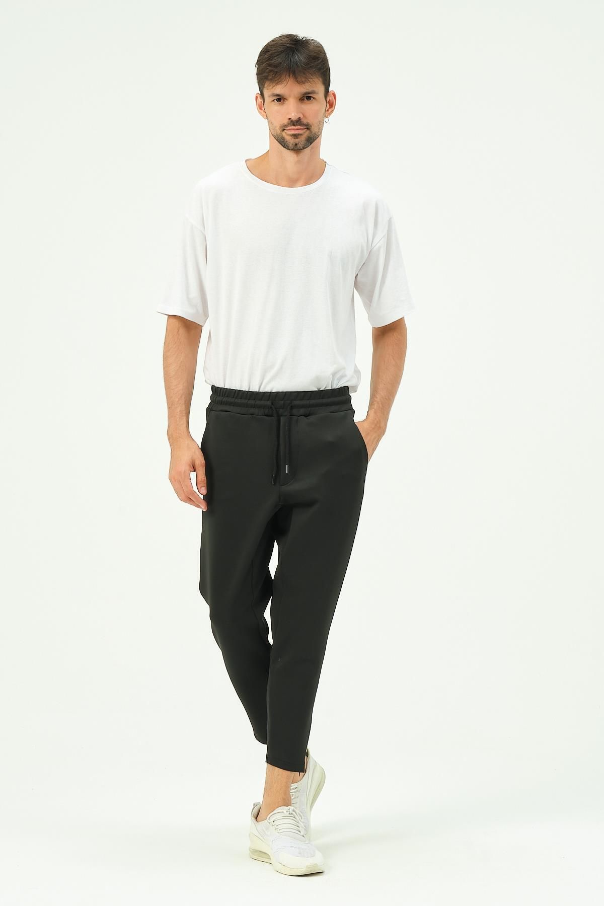 C City Men s Zippered Leg and Back Pocket Sweatpants 854 Black