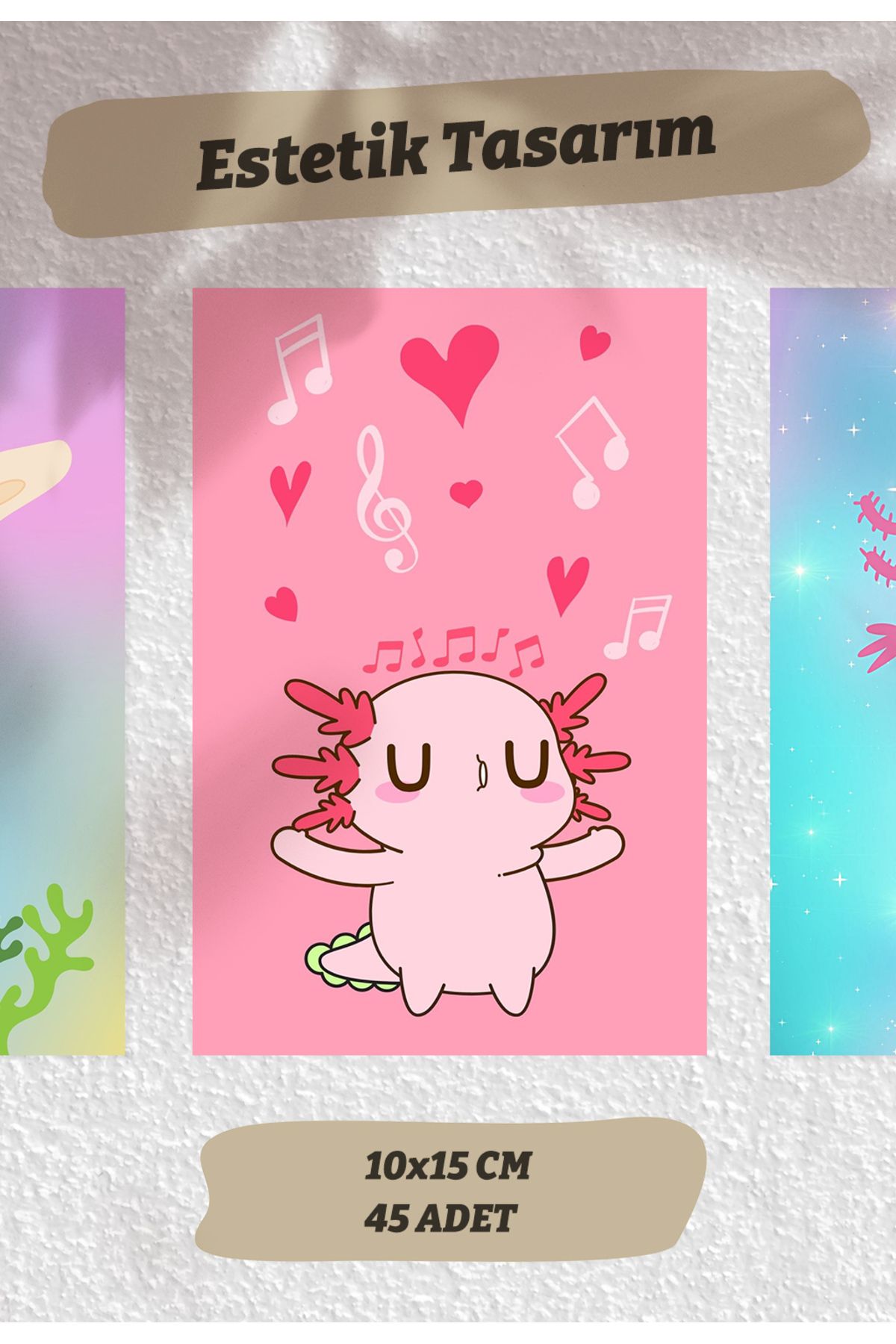 GUGUK-45 Pieces Cute Axolotl Poster Set - with Special Design Box 3