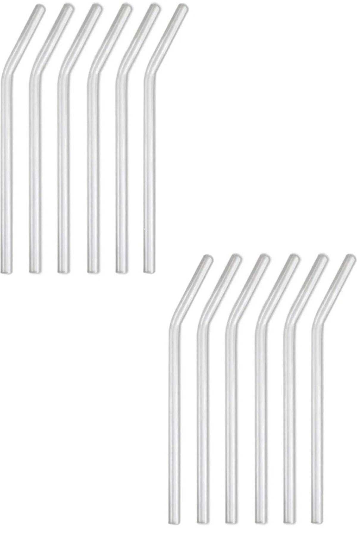 Hilamingo Home 12 Adet Eğik Cam Pipet Isıya Dayanıklı Termisil Cam Pipet 21cm