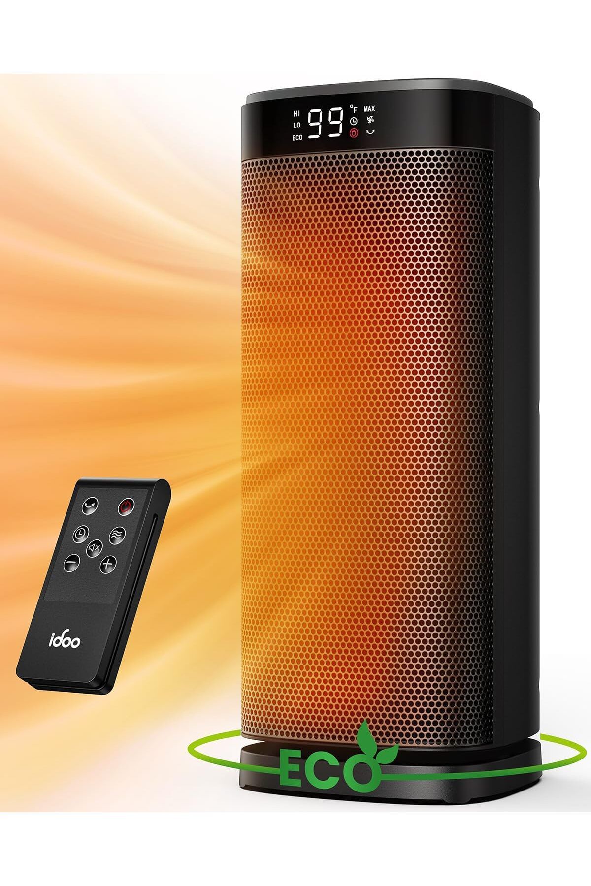 iDOO 70° Salınımlı Fanlı Isıtıcı, ECO Modlu, 24 Saat Zamanlayıcı, Termostatlı, Uzaktan Kumandalı