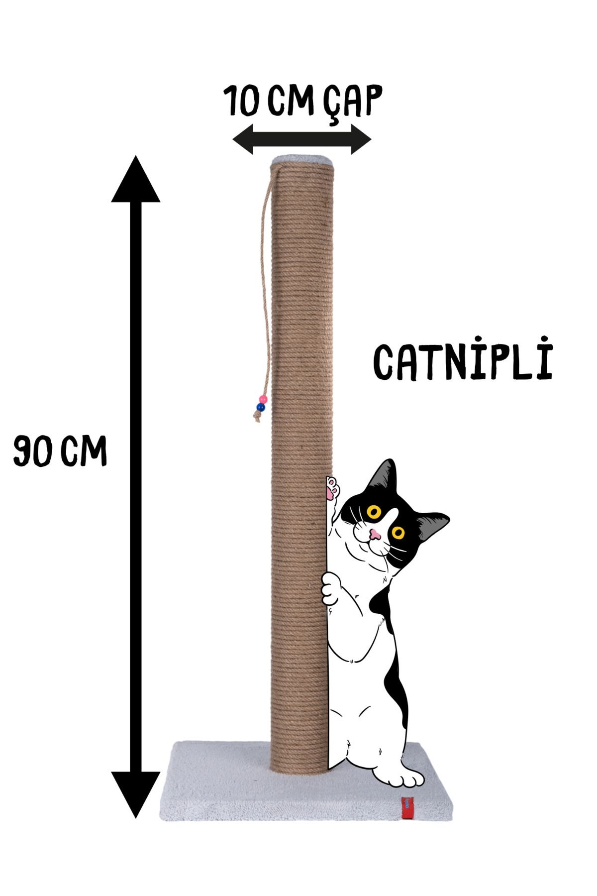 PUGALO-90cm Thick Pipe Giant Scratching Board with Catnip Gray 1