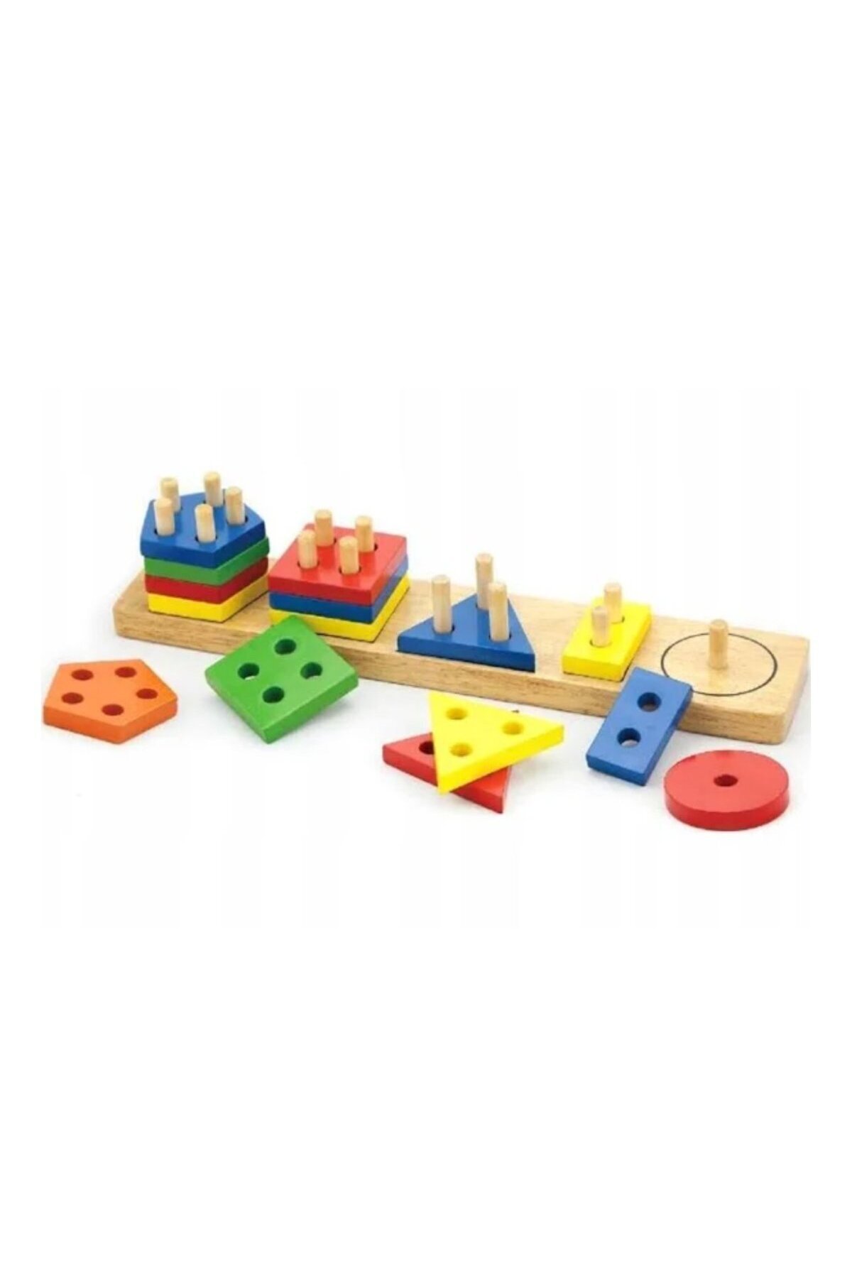 TAN EXPRESS-Woodoy Wooden Quintuple Geometric Shapes Interlocking Educational Game Kr 007 4