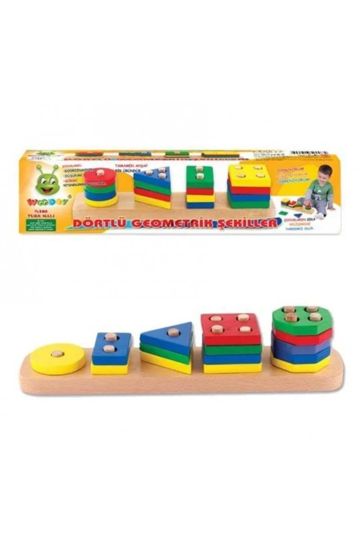 TAN EXPRESS-Woodoy Wooden Quintuple Geometric Shapes Interlocking Educational Game Kr 007 7