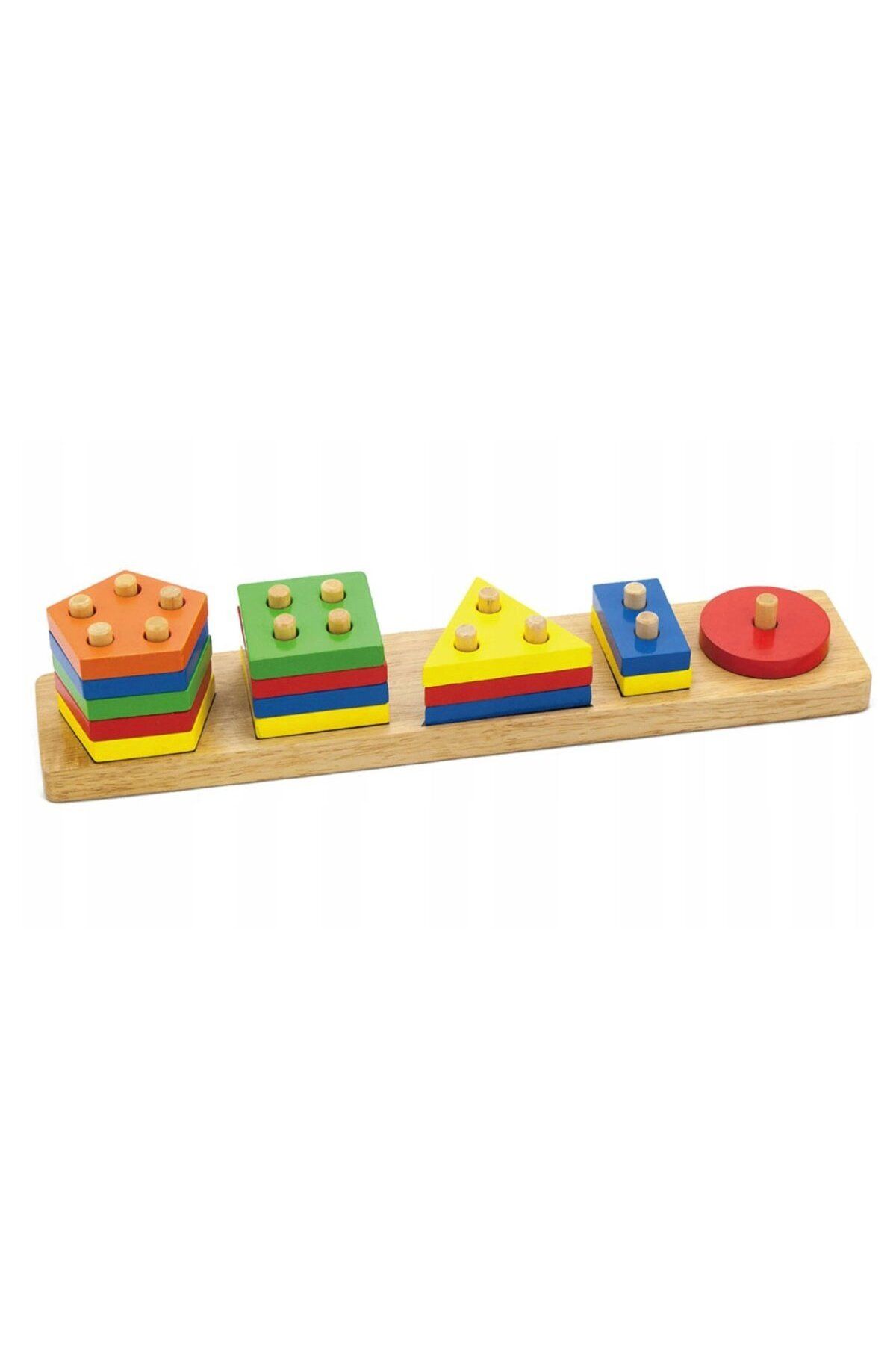 TAN EXPRESS-Woodoy Wooden Quintuple Geometric Shapes Interlocking Educational Game Kr 007 6