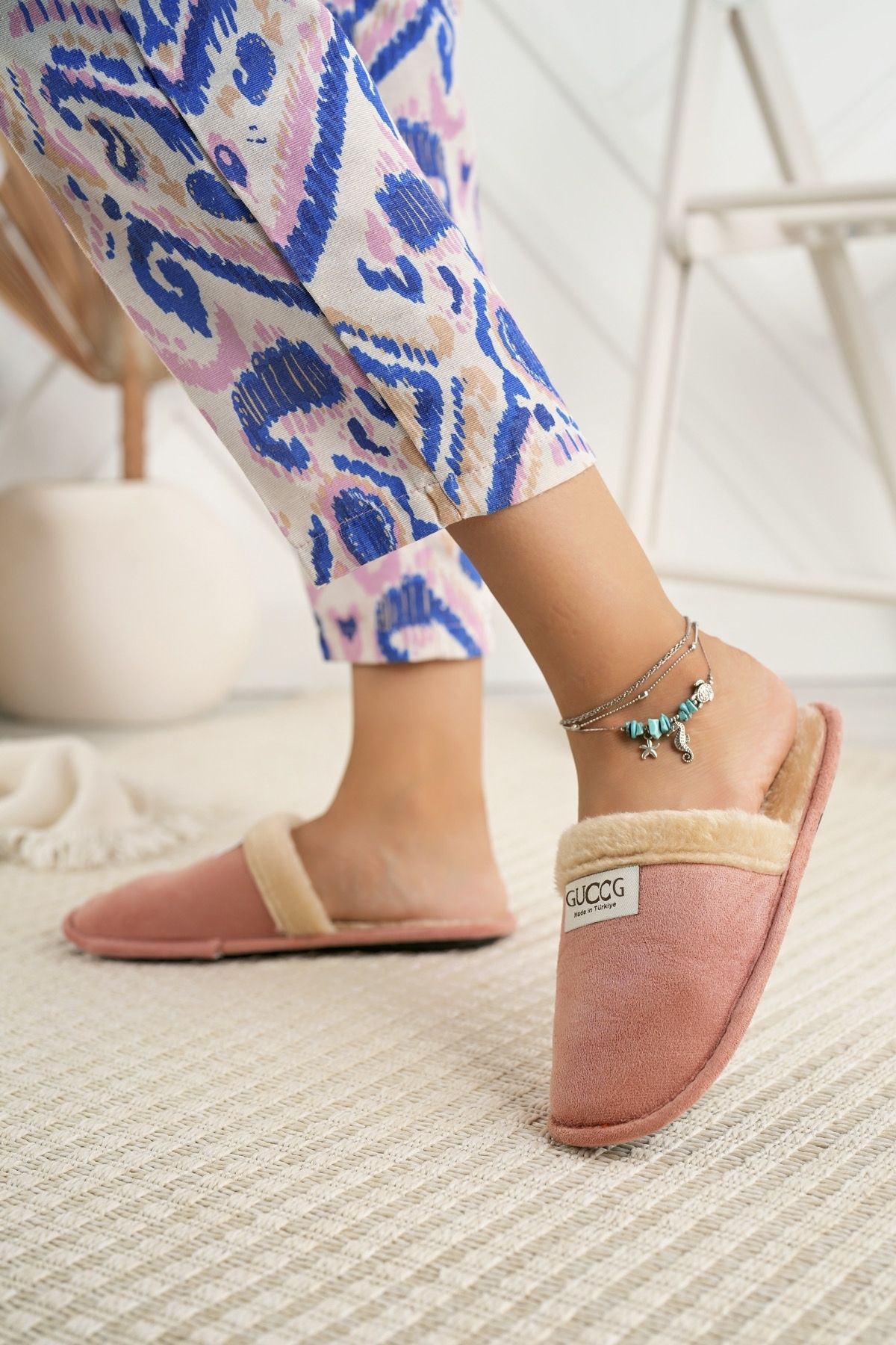 Modaf rsat Fur Inside Home Slippers Plush Washable Woolen Women s