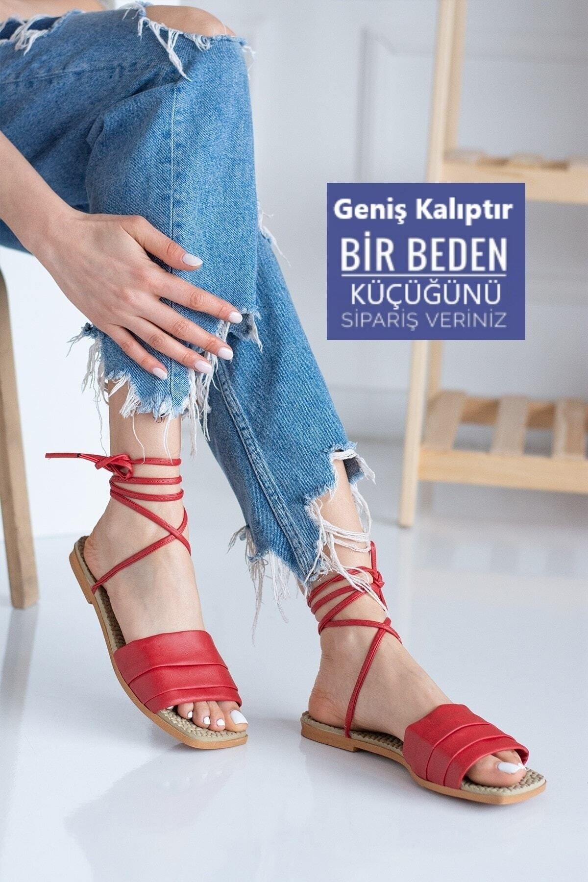 Red 2025 tie sandals