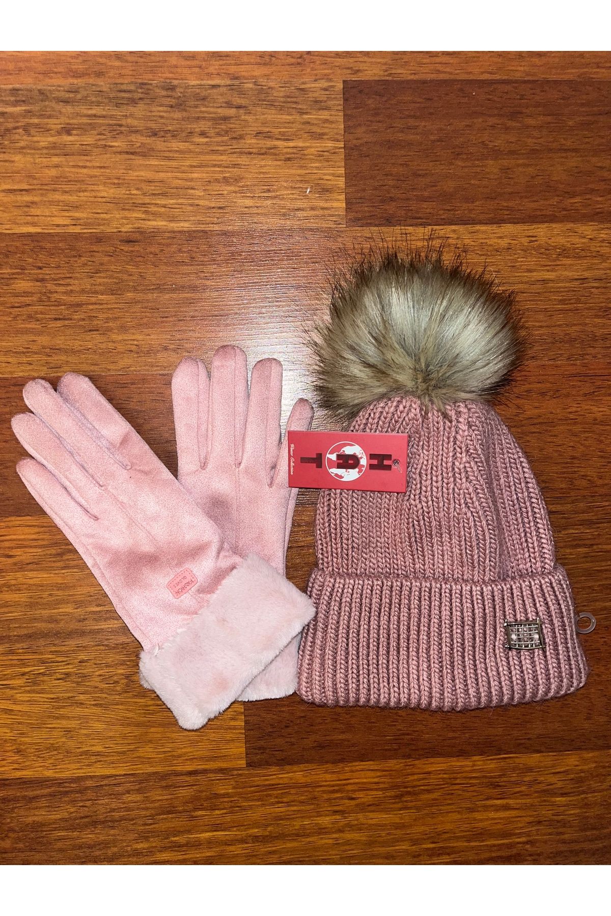 FASHİON GLOVES Kürklü Kadın Moda Kışlık Set