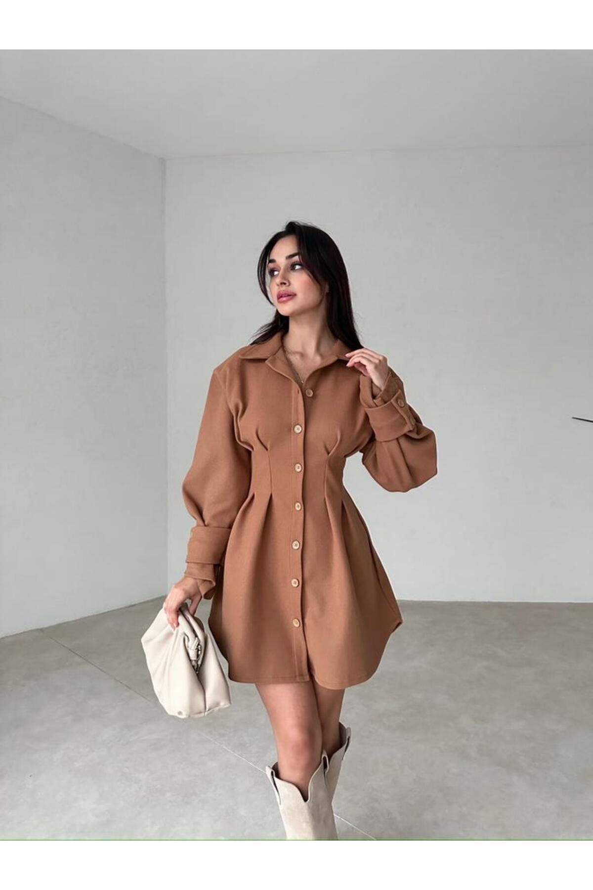 mini robe en cachemire à manches détaillées