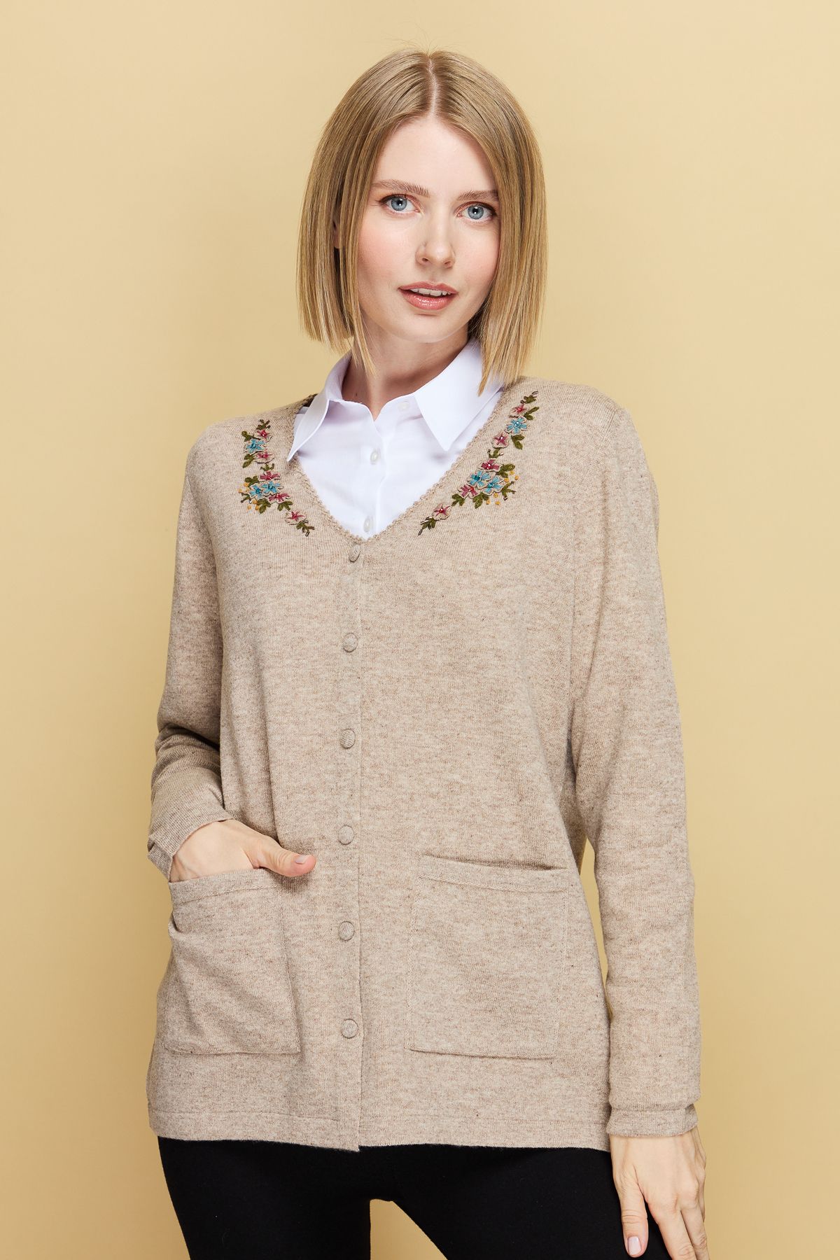 Dark clearance beige cardigan