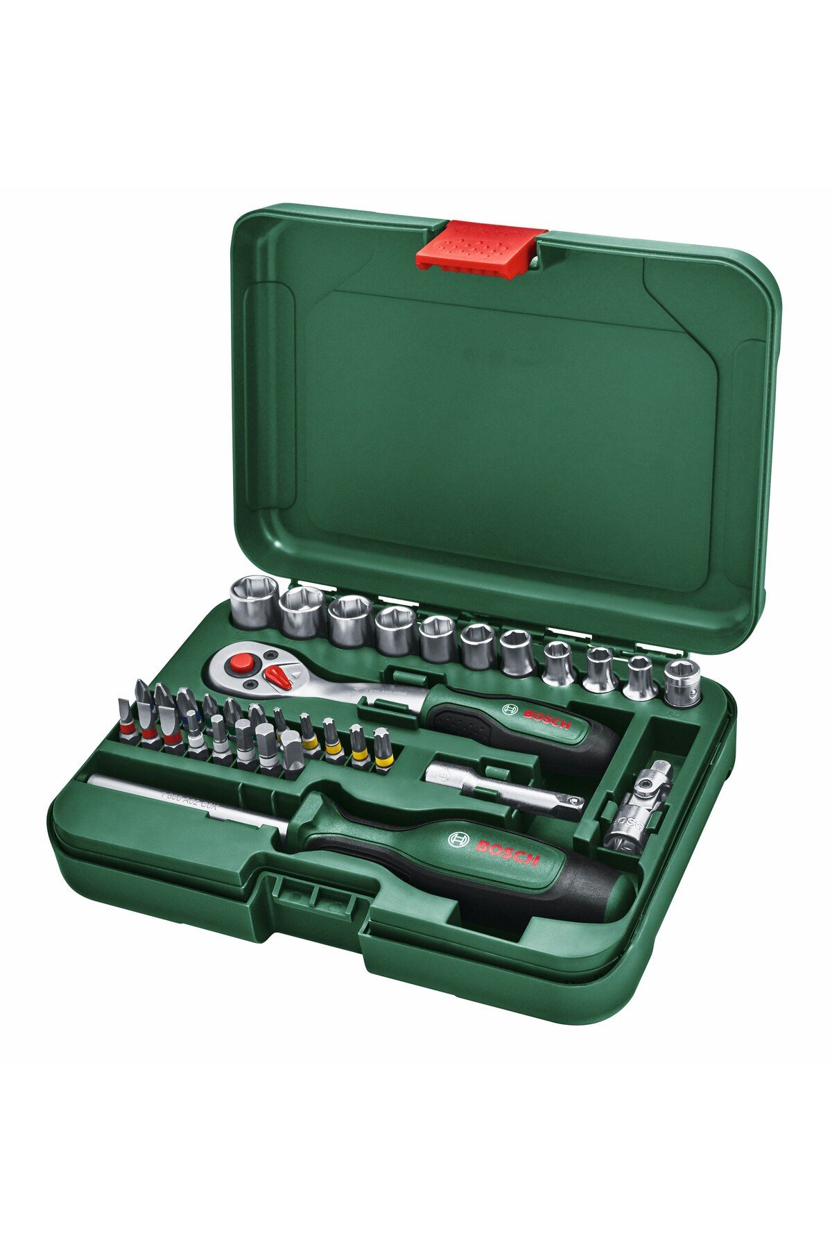 Bosch-طقم مقبس ومفك براغي 1/4 بوصة من هوم اند جاردن 34 قطعة - 1600A02BY1 1