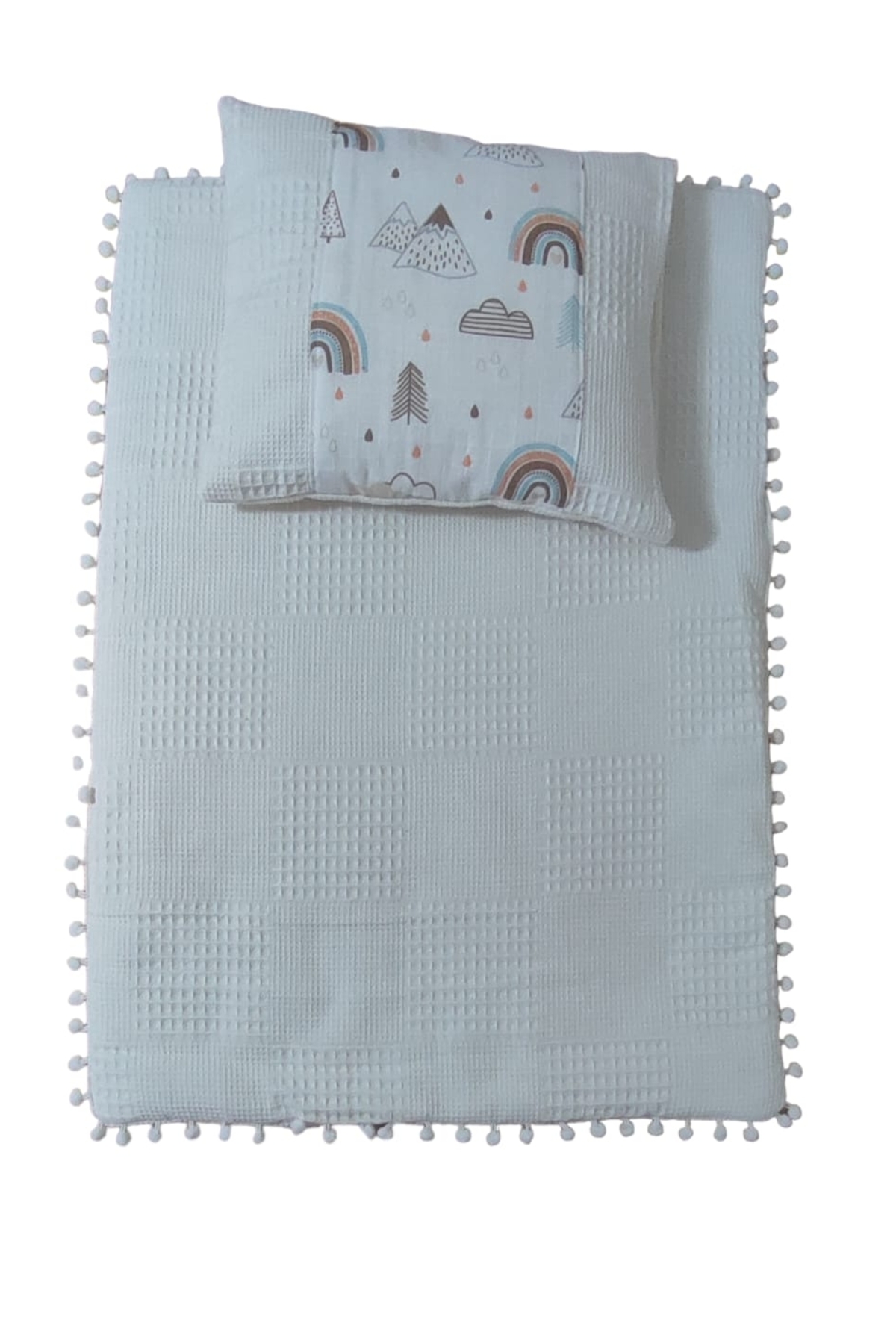 eyma home %100 pamuk bebek anne yani alt açma minderi ve yastığı fotoğrafı 3 (önizleme)