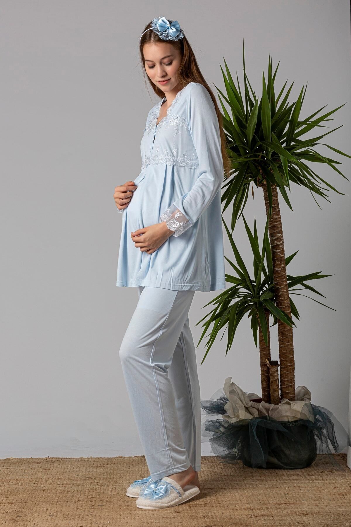 kaktüslohusa Effort Women's Cherry Long Sleeve Maternity Nightgown 8093 -  Trendyol