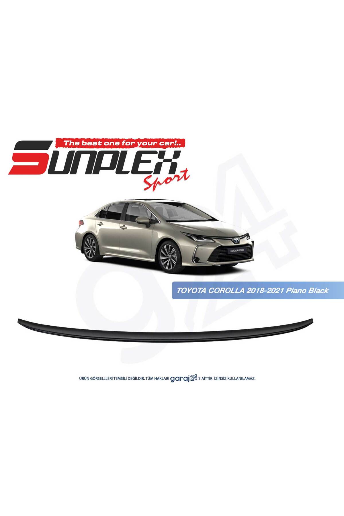 SUNPLEX Toyota Corolla 2019-2023 Spoiler Piano Black(Enjeksiyon Baskı ...
