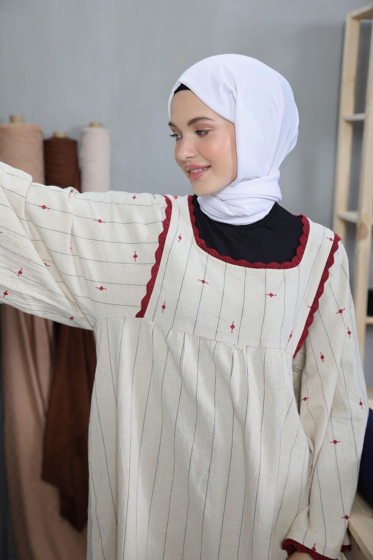 Modakaşmir-Cozy Cotton Series Shawl White 3