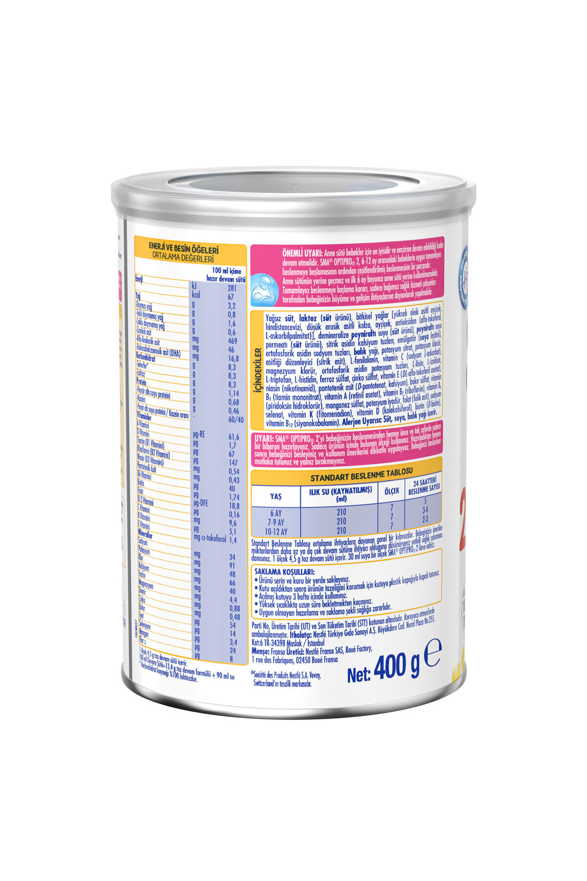 SMA OPTIPRO Probiyotik 2 Numara 400 GR 6-12 Ay 6`lı Avantaj Paketi (2400GR) fotoğrafı 5 (önizleme)